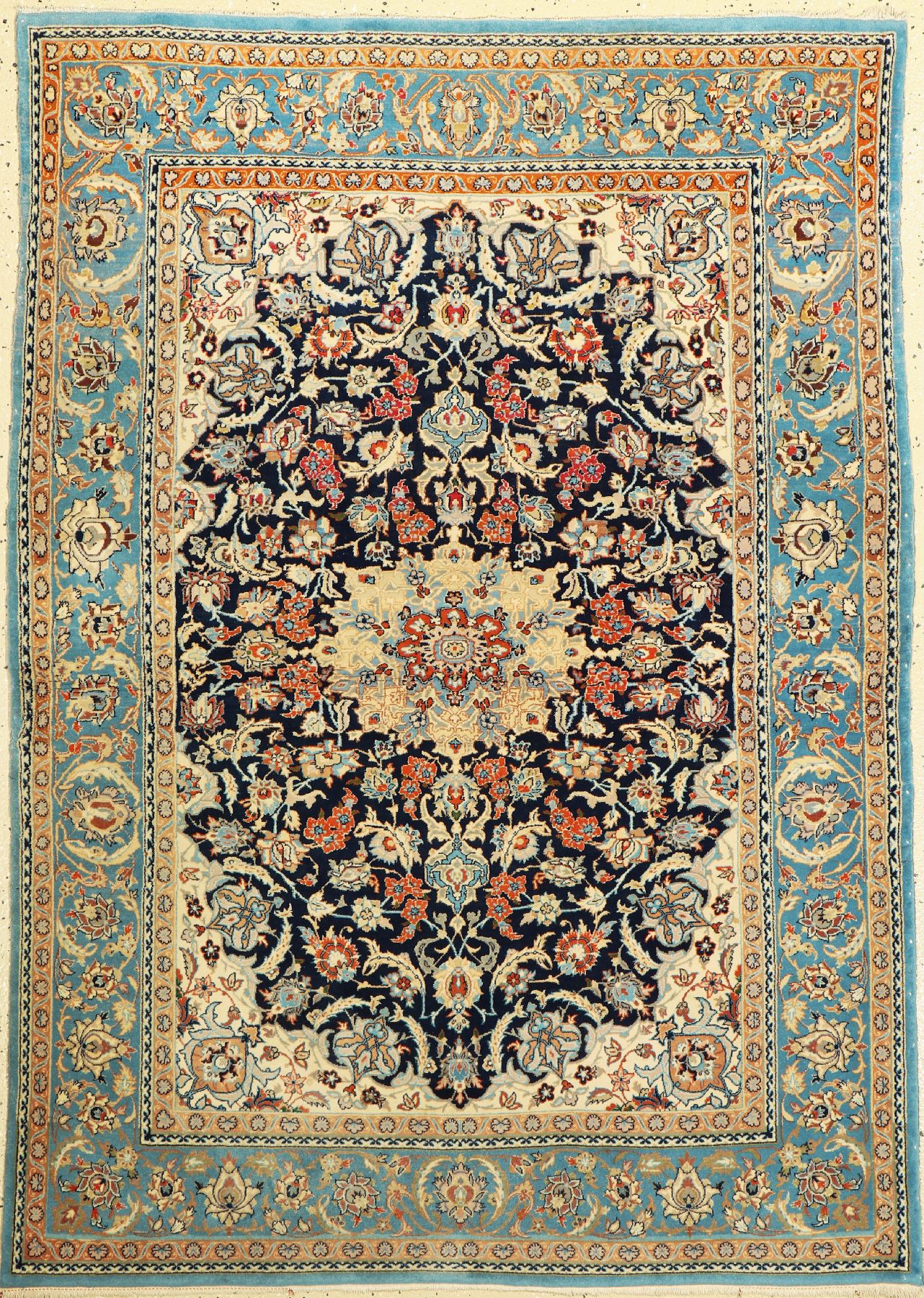 Esfahan fein, Persien, um 1950, Korkwolle, ca. 152 x 110 cm, ca. 1,0 Mio. Kn/qm, EHZ: 2