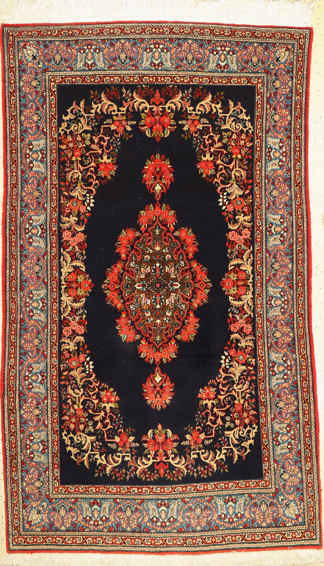 Ghom Kork fein, Persien, ca. 50 Jahre, Korkwolle mit Seide, ca. 223 x 135 cm, EHZ: 2,gereinigt