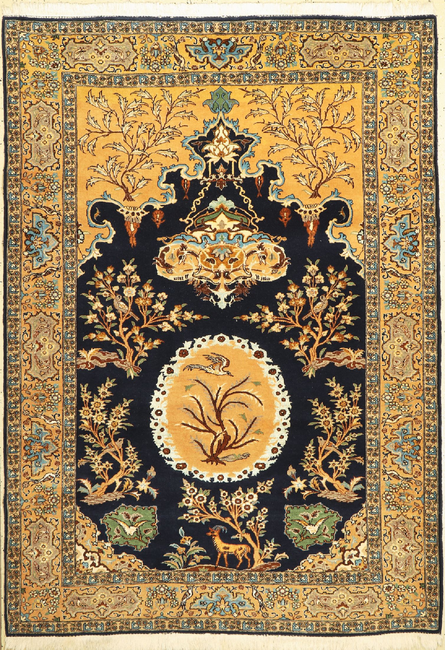Ghom Kork alt, Persien, um 1960, Korkwolle mit Seide , ca. 198 x 142 cm, EHZ: 2 (gereinigt).
