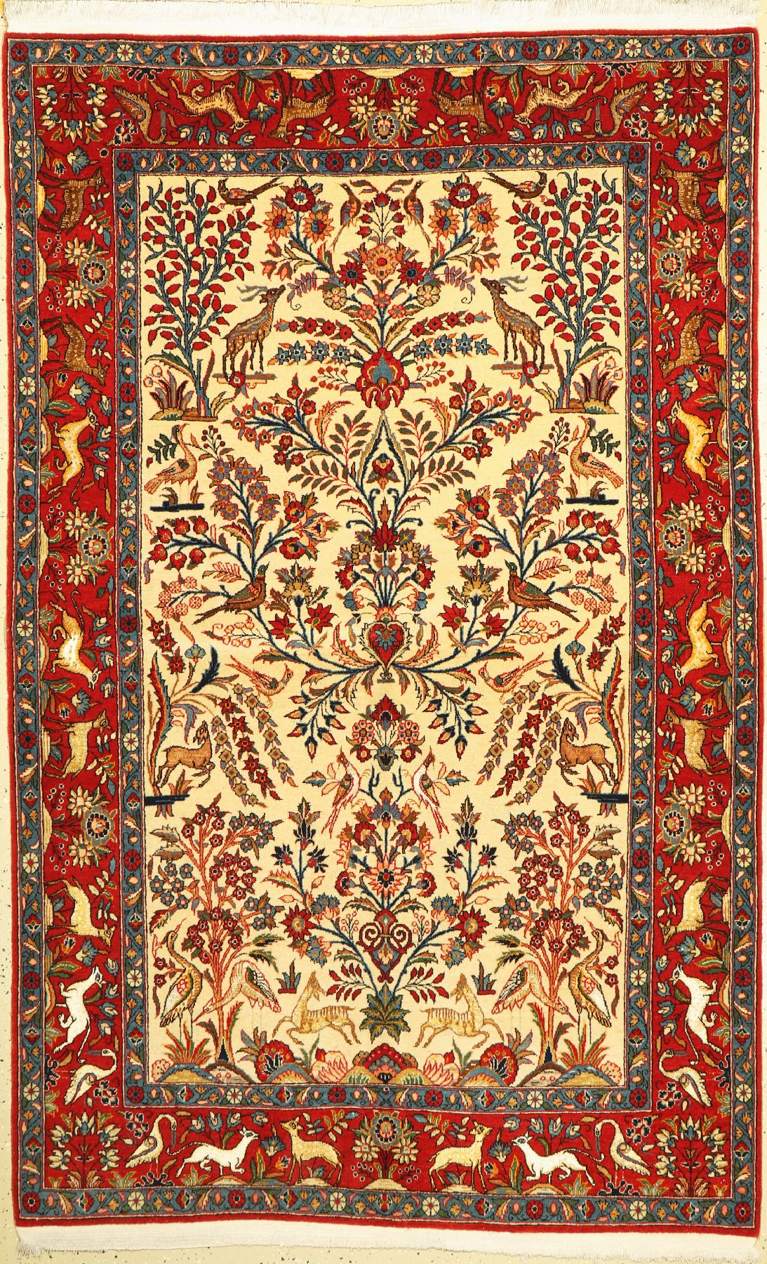 Ghom Kork fein, Persien, ca. 50 Jahre, Korkwolle mit Seide geknüpft auf Baumwolle, ca, 215 x 140 cm, EHZ: 2
