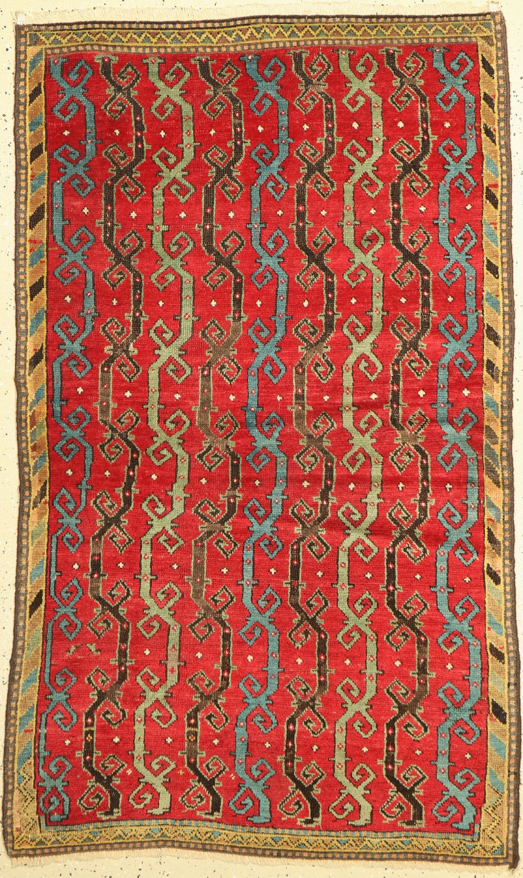 Antiker Kurdenteppich, Türkei, um 1900, Wolle geknüpft auf Wolle, ca. 170 x 100 cm, EHZ: 3, (Schwarz oxidiert)
