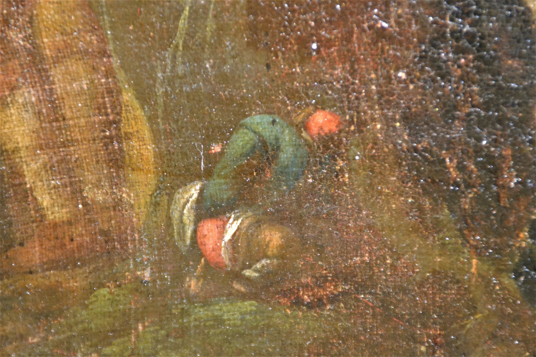 Detail e: Niederländischer Altmeister, um 1710/1730, Genrebild in typ. altniederländischer Manier, Darst. weltlichen Treibens rund um eine Hochzeit mit Tanz ...