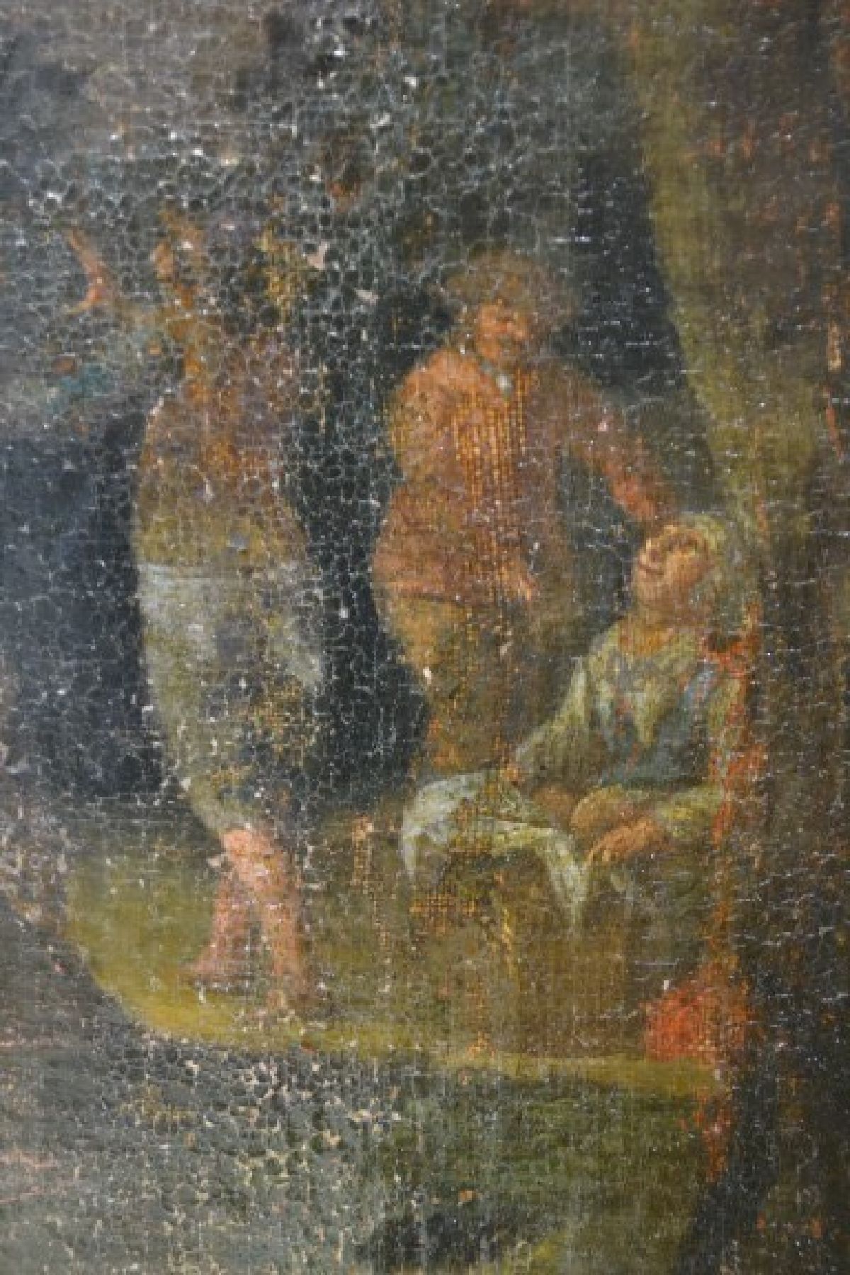 Detail f: Niederländischer Altmeister, um 1710/1730, Genrebild in typ. altniederländischer Manier, Darst. weltlichen Treibens rund um eine Hochzeit mit Tanz ...