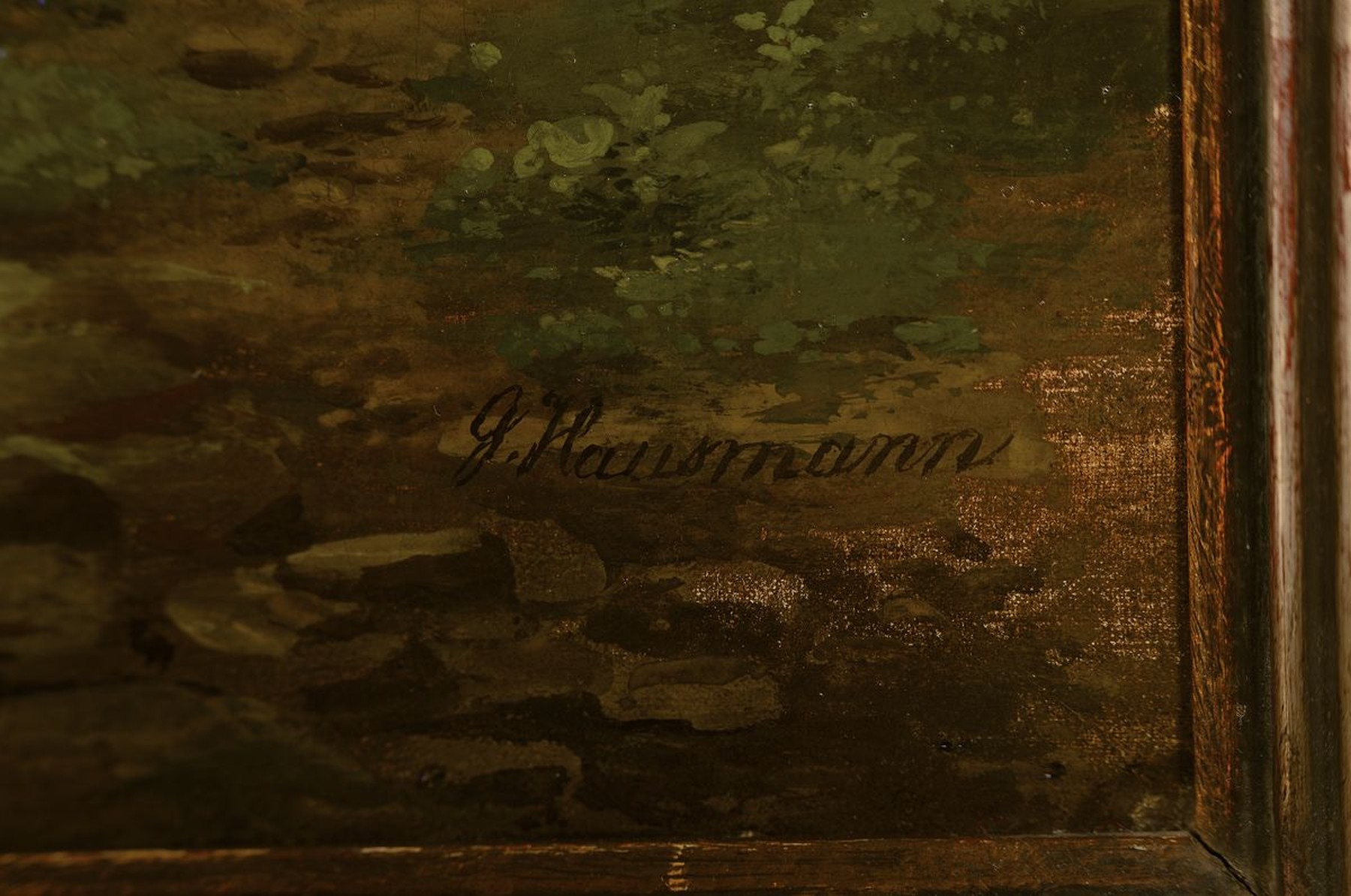 Detail l: Gustav Hausmann, 1827 Barbis - 1899 Hannover , Studium beim Landschaftsmaler Edmund Koken in Hannover sowie bei Morgenstern, Zimmermann u. Seidel in ...
