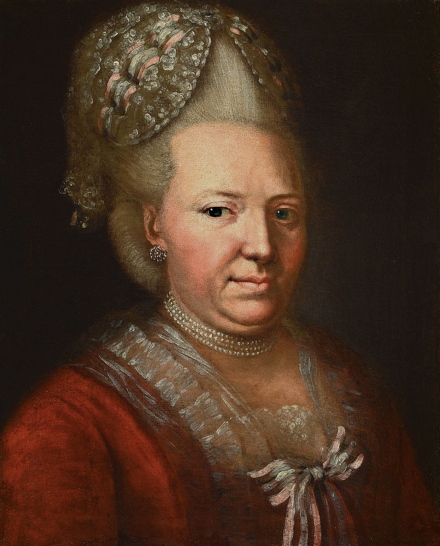 Süddeutscher Künstler, um 1680-1720, Porträt einer Adelsdame mit Demi-Parure, Öl/Lwd, doubliert, 53 x 43 cm, Rahmen
