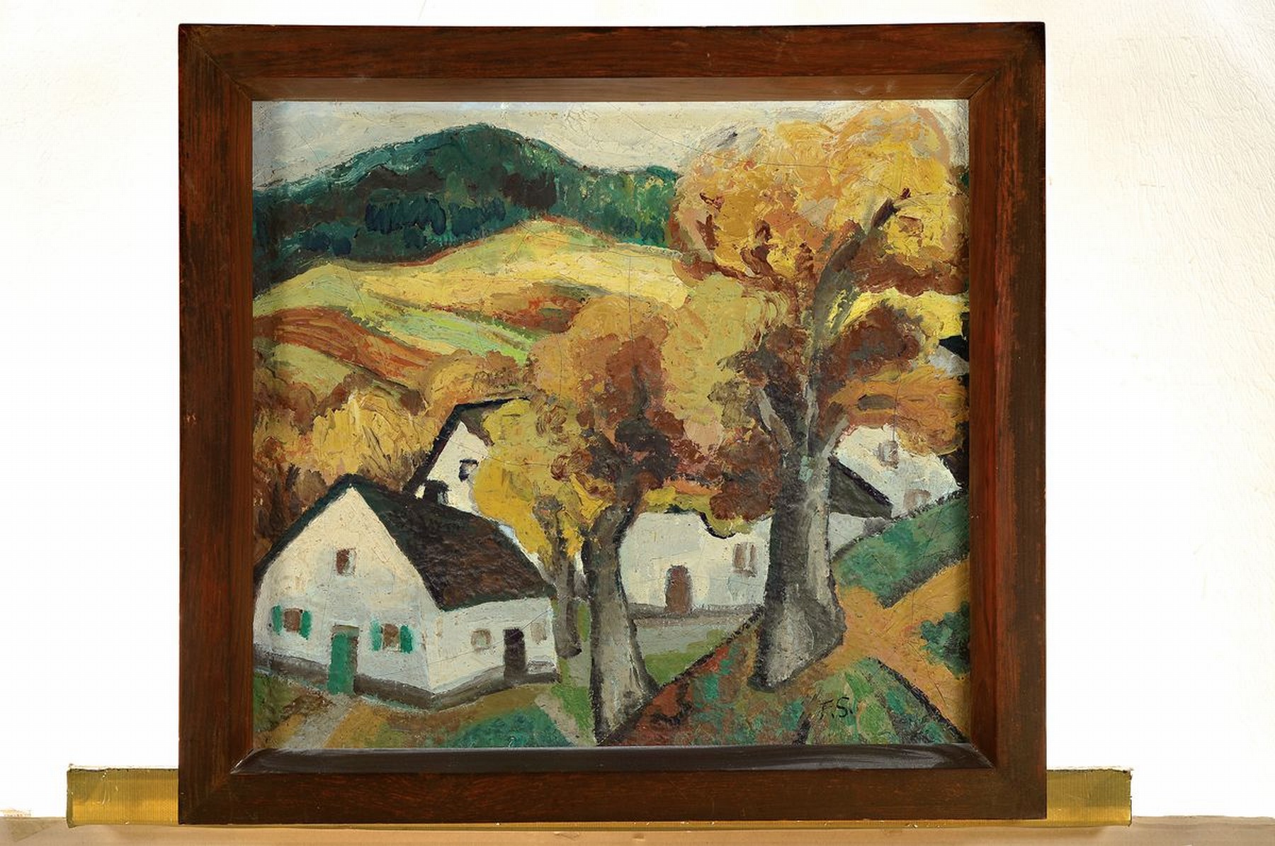 Detail k: Fritz Schaefler, 1888 Eschau/Spessart - 1954 Köln, Dorfansicht, expressiv-gestische Auffassung, pastoser Farbauftrag mit breitem Strich, Öl/Lwd, ...