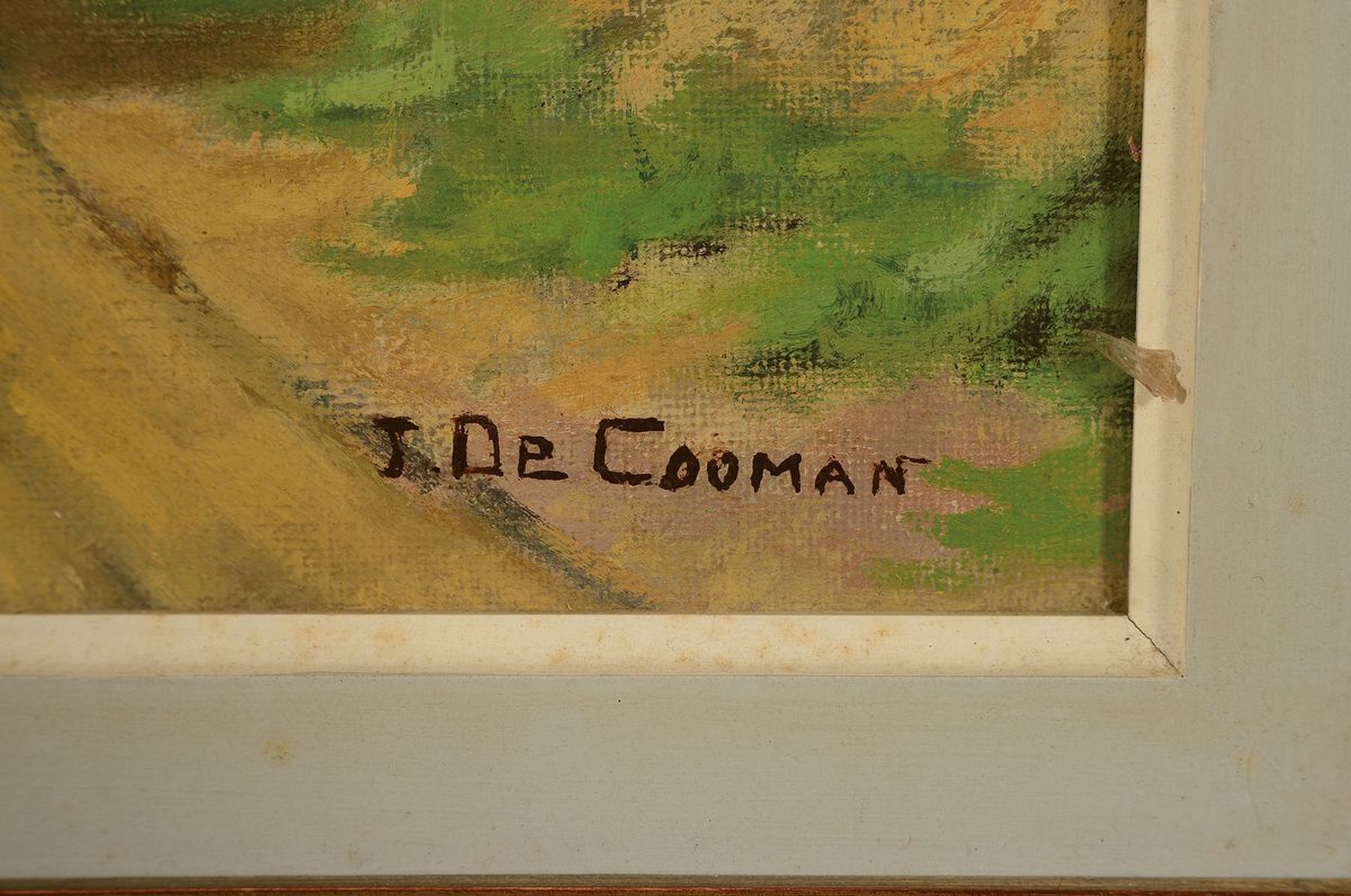 Detail a: Jean de Cooman, 1893 Zandbergen/Belgien - 1949 ebenda, Studium an der Akademie Brüssel, sommerliche Dorfansicht, Öl/Platte, rechts unten signiert, ...