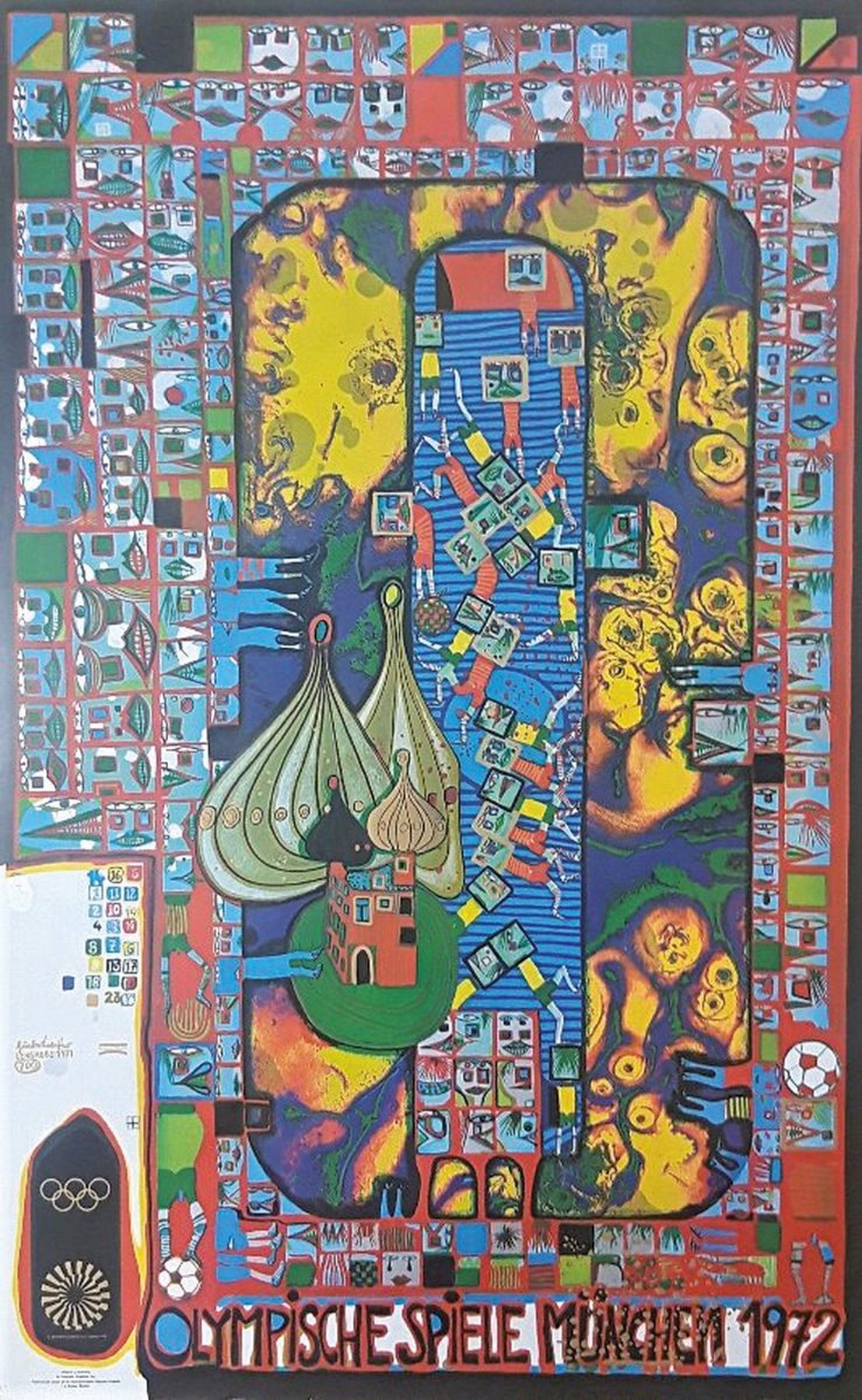 Friedensreich Hundertwasser, 1928-2000, Plakat zu den Olympischen Spielen 1972 in München, Farboffset, ca. 100x64cm, leichte Randknicke