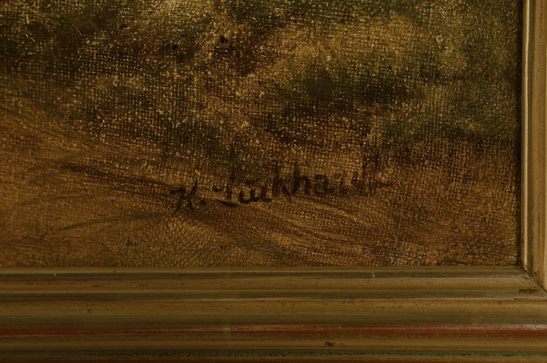 Detail a: Karl Luckhardt, 1886-1970 Frankfurt am Main,Rastende Menschen und Arbeitspferde vor dem Bauernhaus, Öl/Lwd, rechts unten signiert, ca. 58x78cm, R. ...
