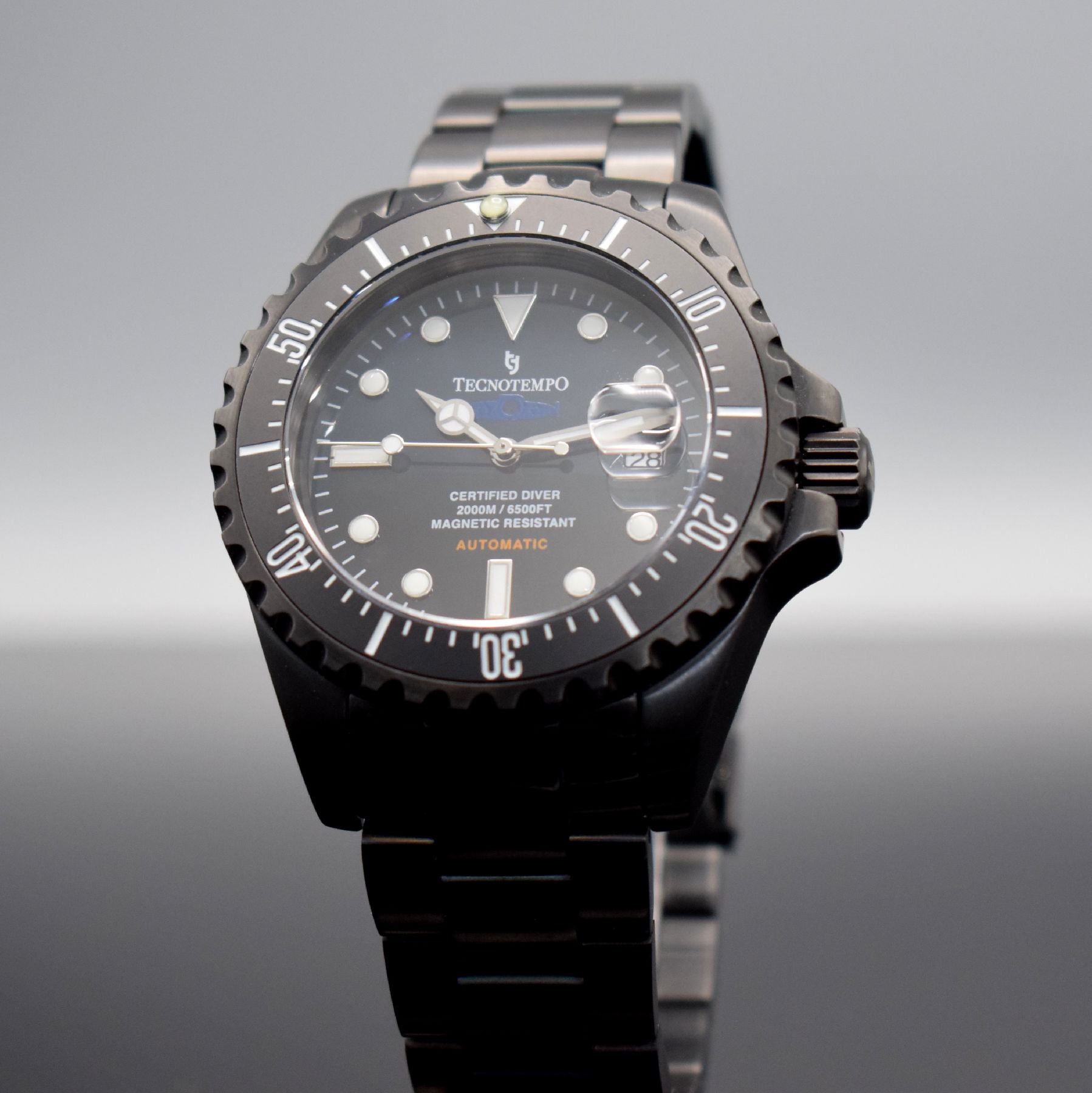 Detail b: TECNOTEMPO limitierte Certified Diver Herrenarmbanduhr in Stahl, Italien um 2015, auf 100 Stück limitiertes Sondermodell, Automatik, Boden & Krone ...