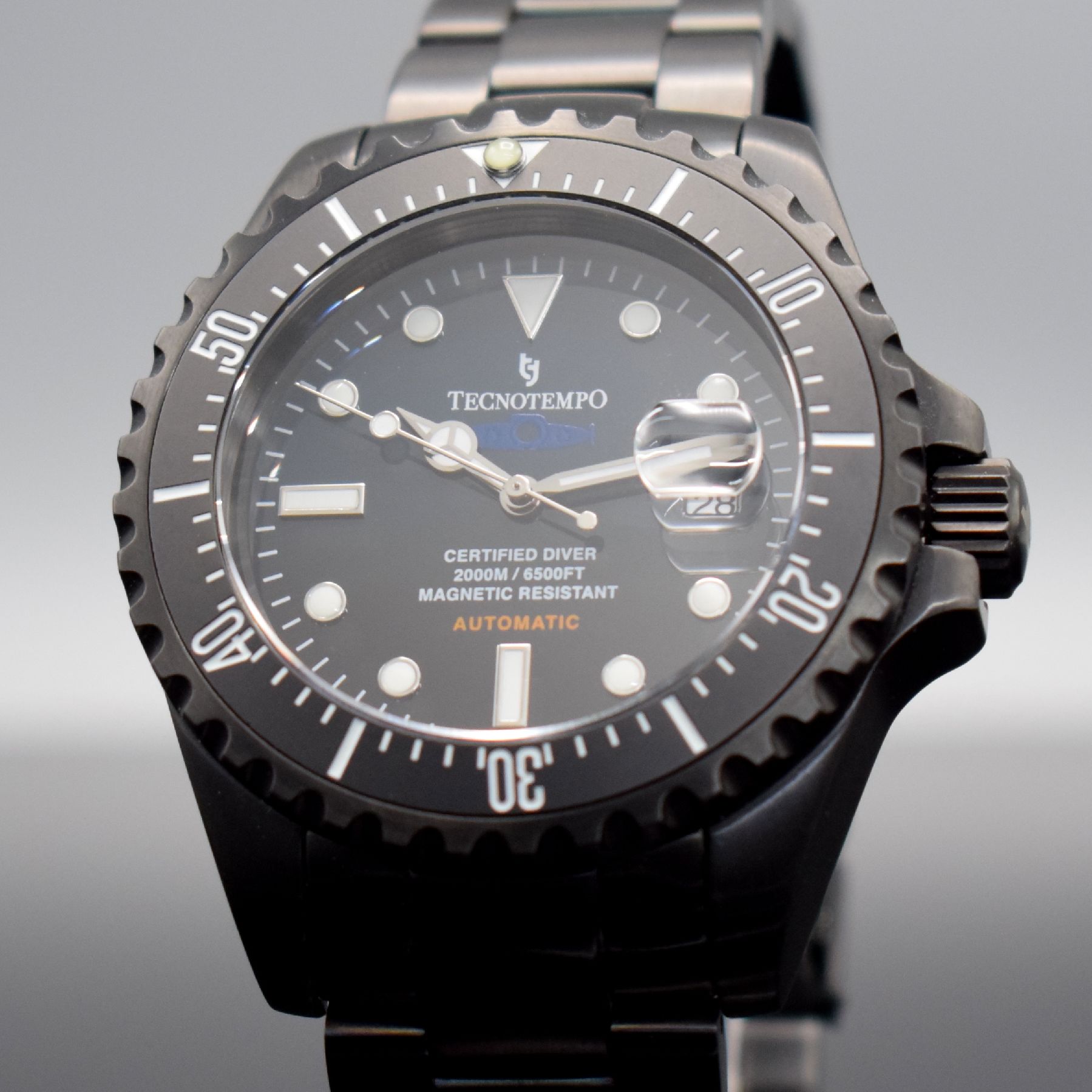 Detail c: TECNOTEMPO limitierte Certified Diver Herrenarmbanduhr in Stahl, Italien um 2015, auf 100 Stück limitiertes Sondermodell, Automatik, Boden & Krone ...