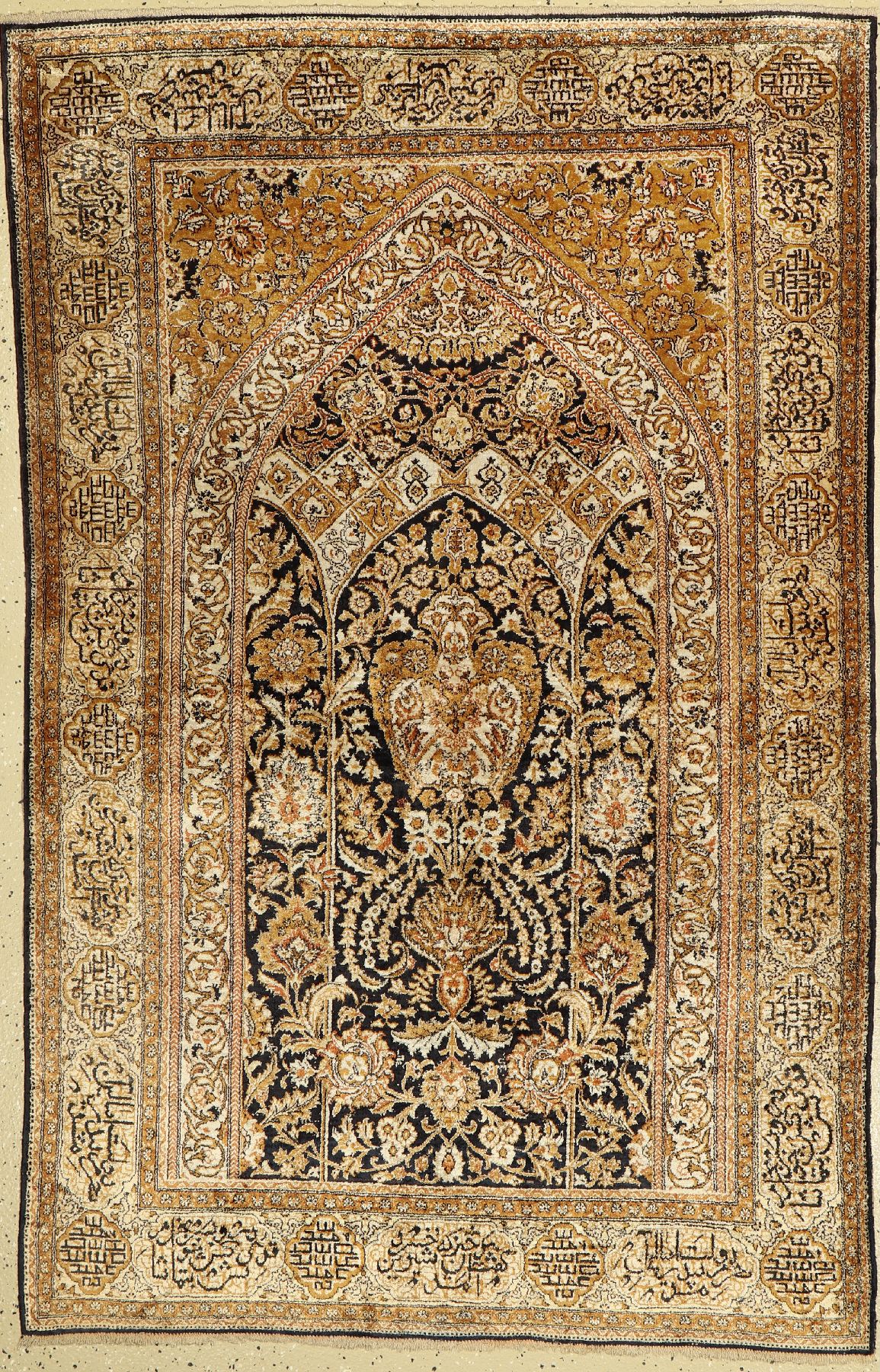 Ghom Seide, Persien, ca. 60 Jahre, reine Naturseide, ca. 170 x 110 cm, EHZ: 2-3