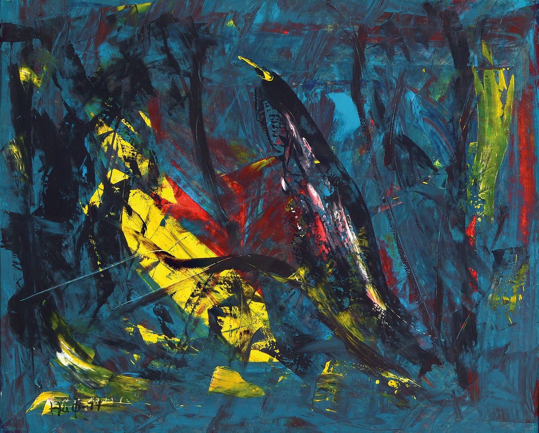 Detail a: Unbekannter zeitgenössischer Künstler, 3 Arbeiten von 1974, Darstellungen stilisierter Vögel, Gouache auf Papier, alle monogr. HAO und dat., ca. ...