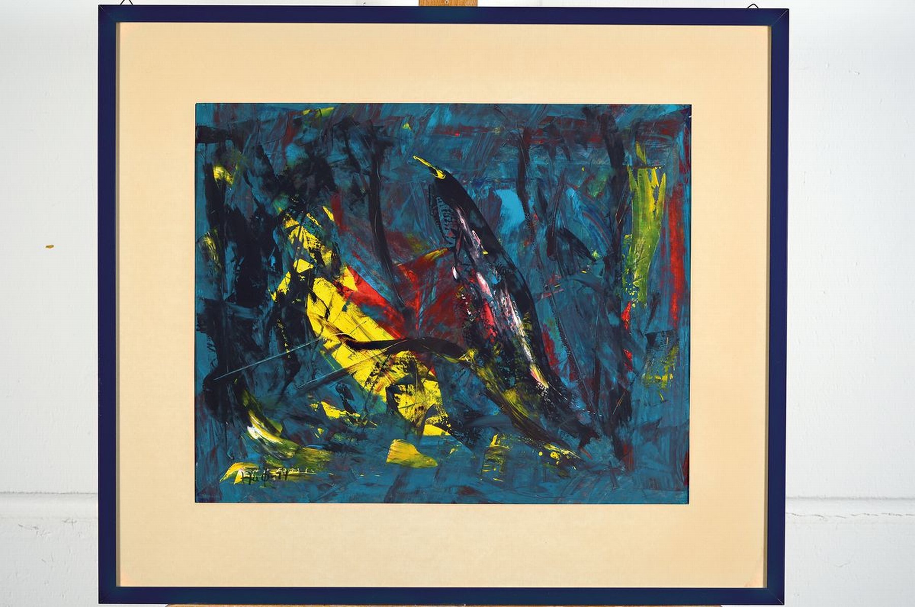 Detail l: Unbekannter zeitgenössischer Künstler, 3 Arbeiten von 1974, Darstellungen stilisierter Vögel, Gouache auf Papier, alle monogr. HAO und dat., ca. ...
