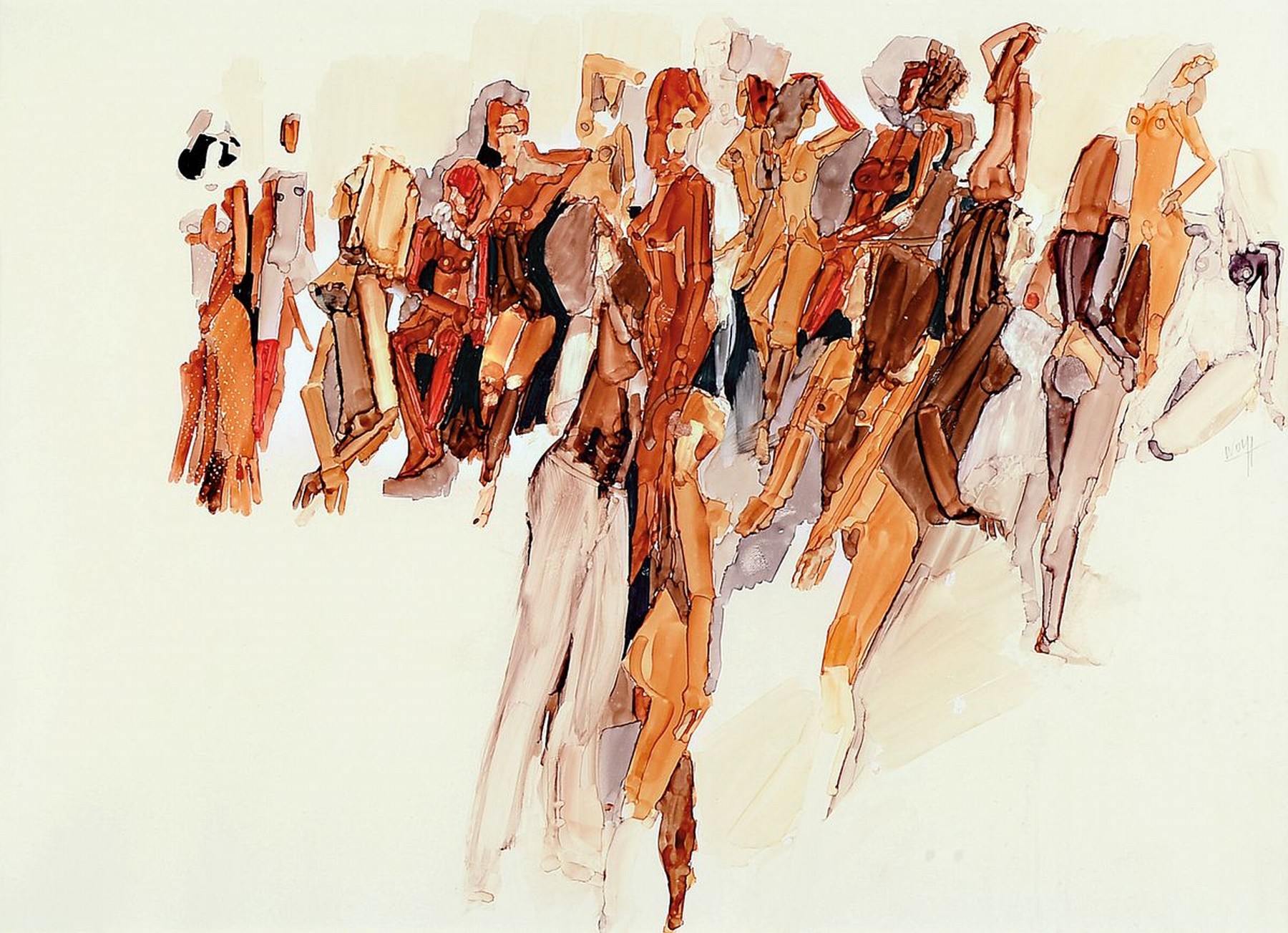 Wolff, zeitgenössischer Künstler, Ansammlung von Akten, Acryl auf Papier, seitlich rechts signiert, ca. 26x36cm, PP, u.Gl., R. ca. 50x70cm