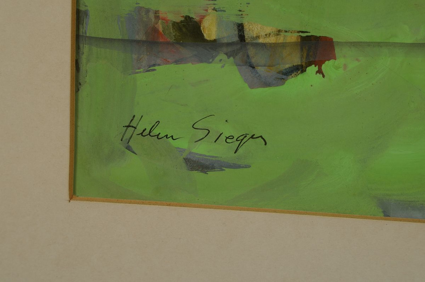 Detail a: Helen Sieger, 1911-2010, Figur überm Zaun, Gouache auf Papier, links unten signiert, ca. 47x30cm, PP, u.Gl., R. ca. 68x48cm