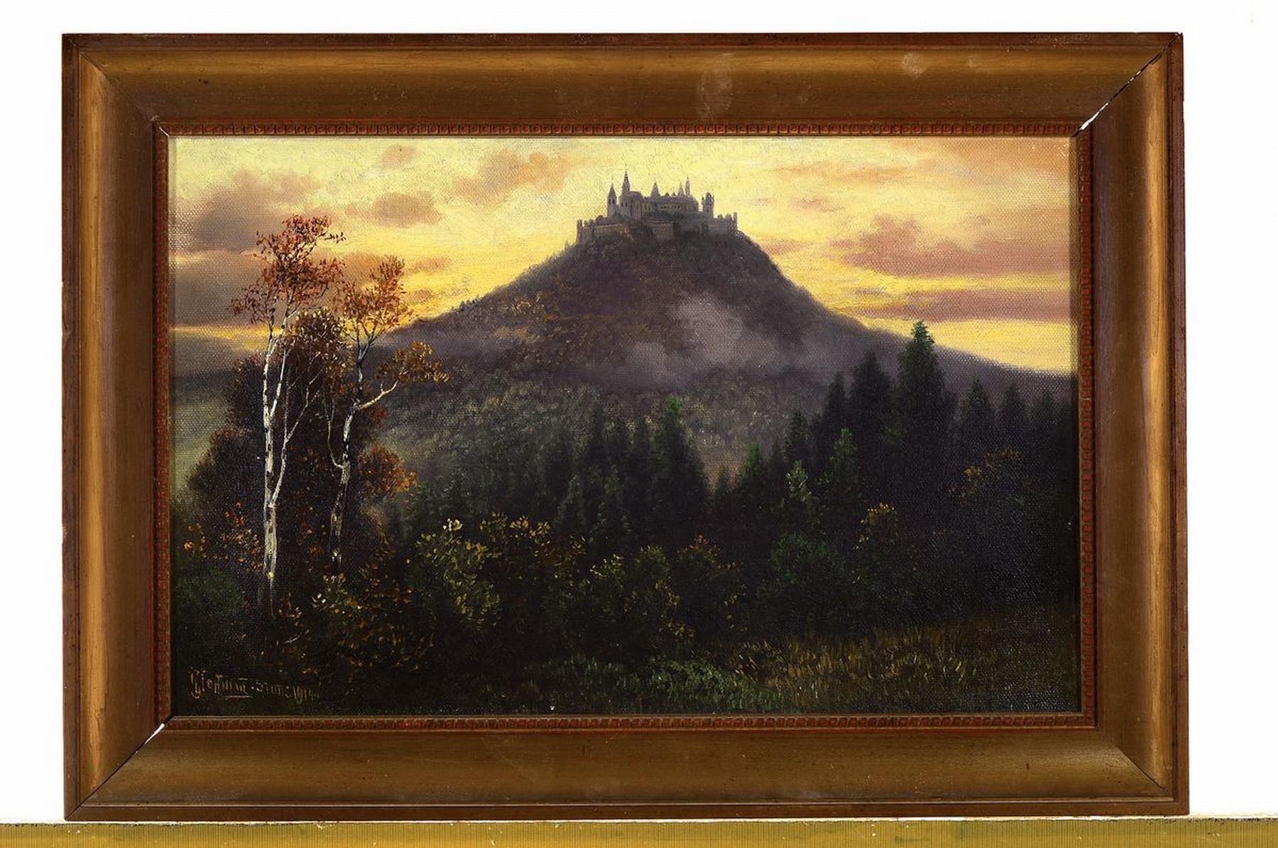 Detail k: Georg Hoffmann, 1891-1975 Stuttgart, Blick auf Burg Hohenzollern, Öl/Lwd, links unten signiert und dat. 1914, ca. 32x51cm, R. ca. 41x60cm