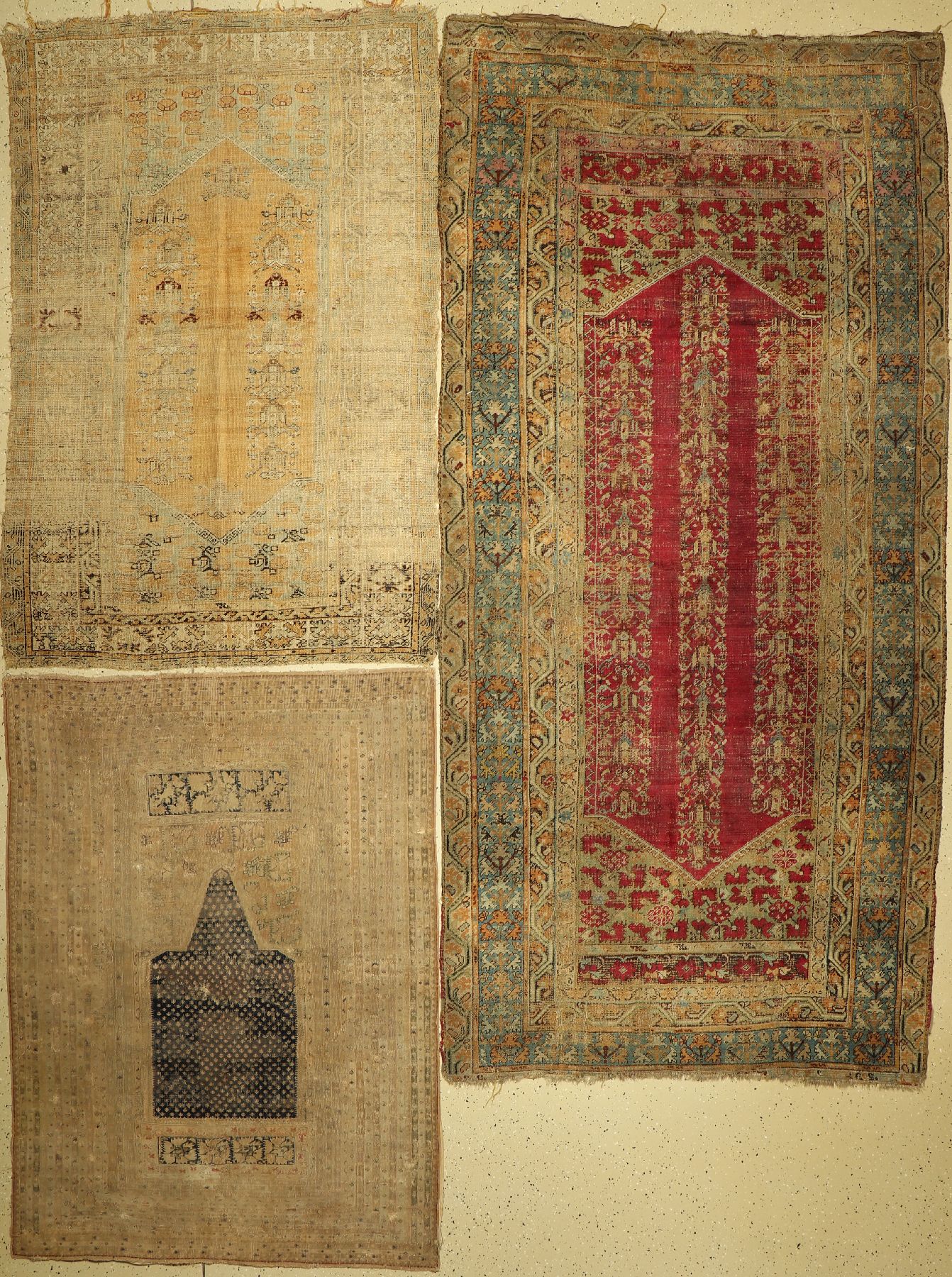 3 Antike Türkische Teppiche, 19.Jhd, Wolle auf Wolle, ca. 310 x 155 cm(grösster), EHZ: 5-6