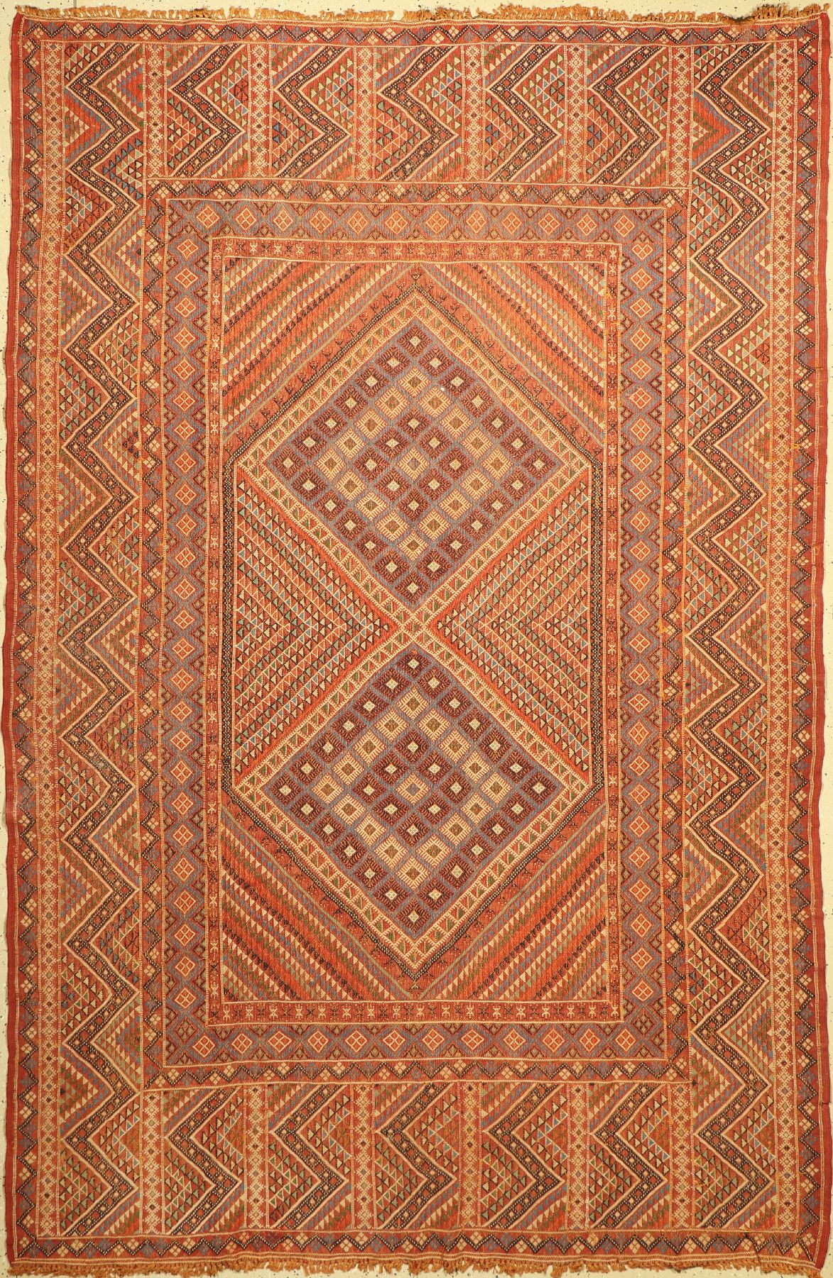 Sumakh alt, Marokko, ca. 60 Jahre, Wolle auf Baumwolle, ca. 300 x 200 cm, EHZ: 2-3