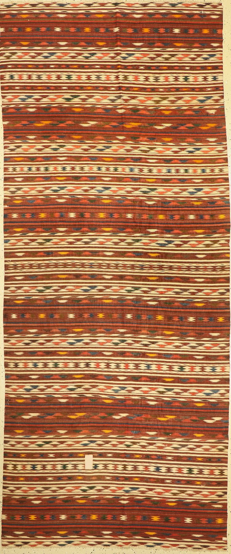 Kelim alt, Turkmenistan, um 1940, Wolle aufWolle, ca. 315 x 130 cm, EHZ: 3, (paar gestopfte Löcher)