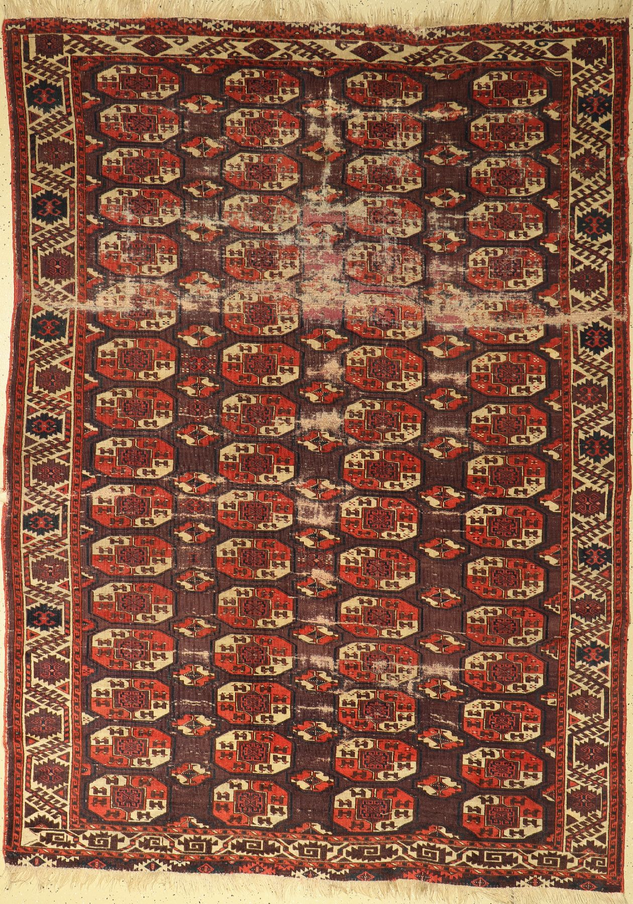 Antiker Hauptteppich, Turkmenistan, 19. Jhd, Wolle auf Wolle, ca. 270 x 195 cm, EHZ: 5