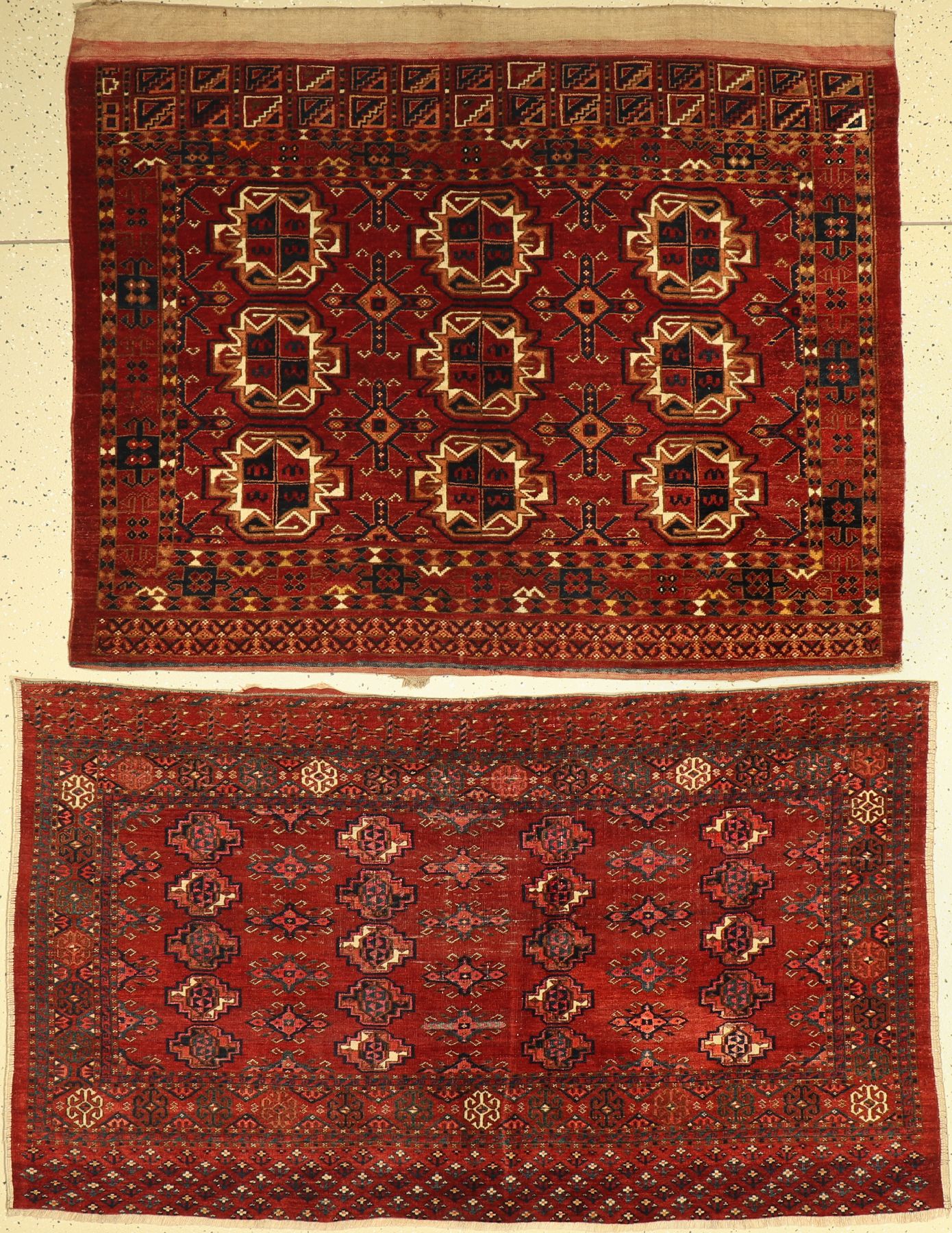 2 Antike Tschowal, Turkmenistan, 19. Jhd, Wolle auf Wolle, ca. 165 x 95 cm, EHZ: 2-3