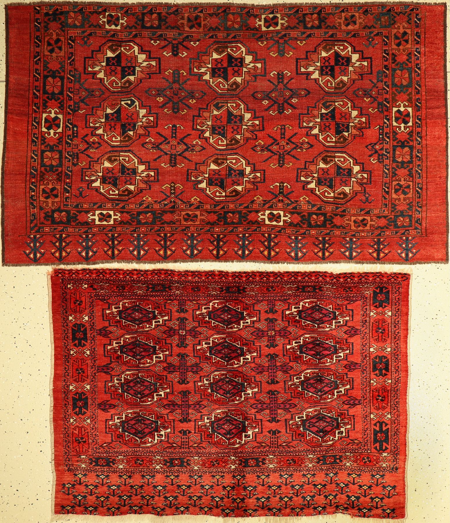 2 Antike Tschowal, Turkmenistan, 19. Jhd, Wolle auf Wolle, ca. 172 x 102 cm, EHZ: 3-4