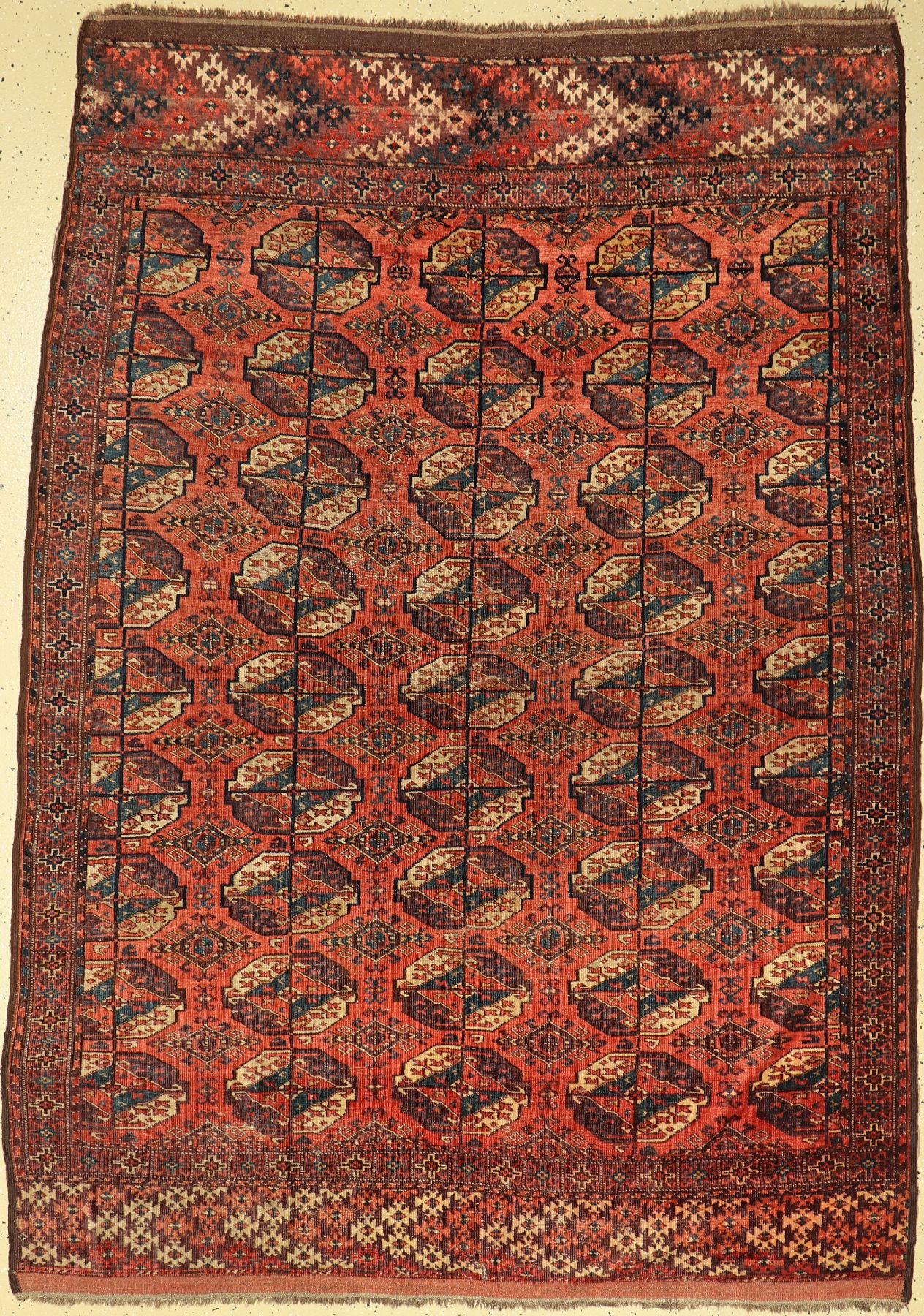 Antiker Hauptteppich, Turkmenistan, 19. Jhd, Wolle auf Wolle, ca. 220 x 155 cm, EHZ: 4