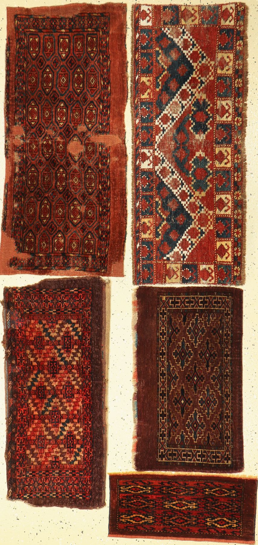 5 Antike Torba, Turkmenistan, 19. Jhd, Wolle auf Wolle, ca. 95 x 45 cm, EHZ: 4-5