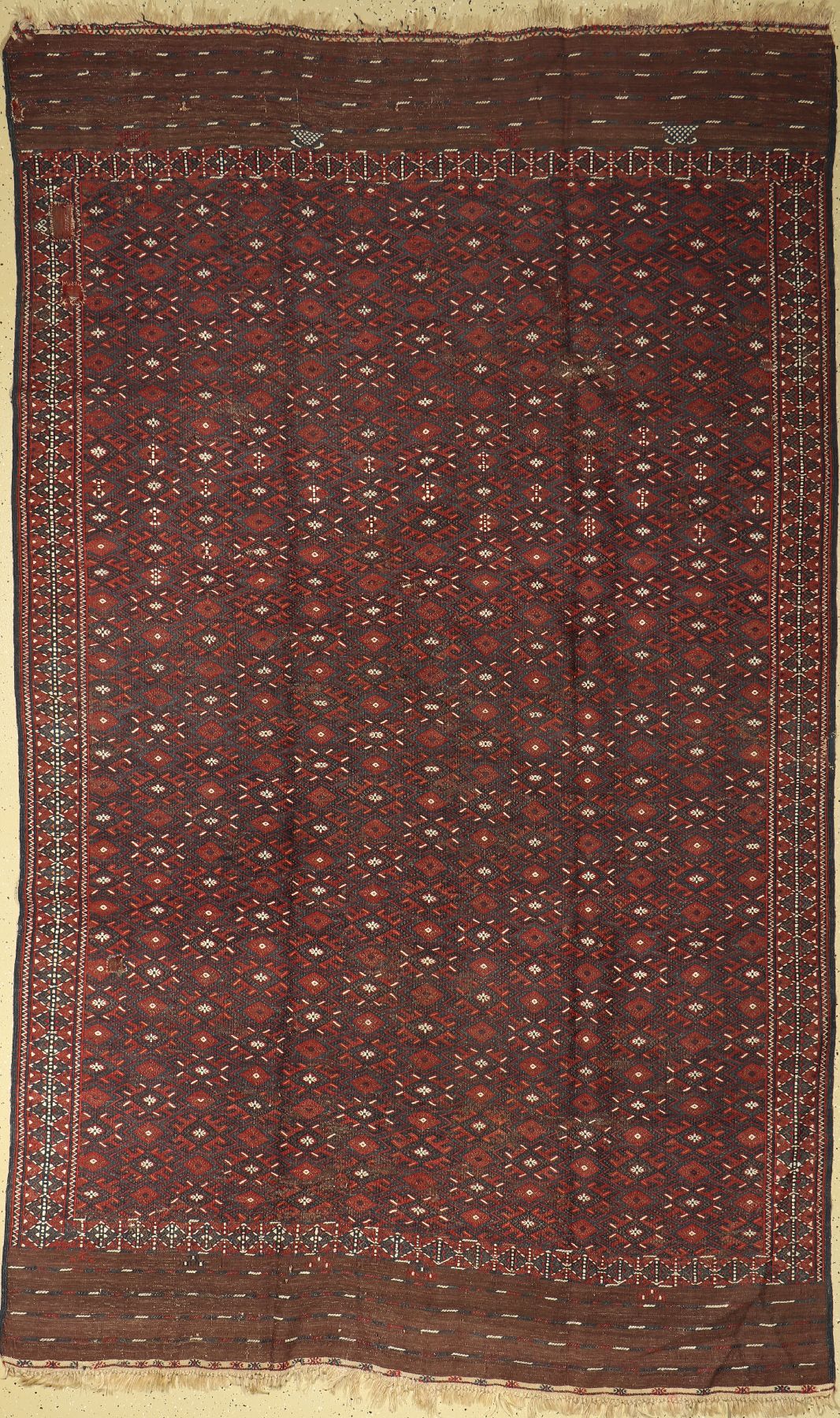Sumakh alt, Turkmenistan, um 1930, Wolle auf Wolle, ca. 310 x 190 cm, EHZ: 3, (geflickt)