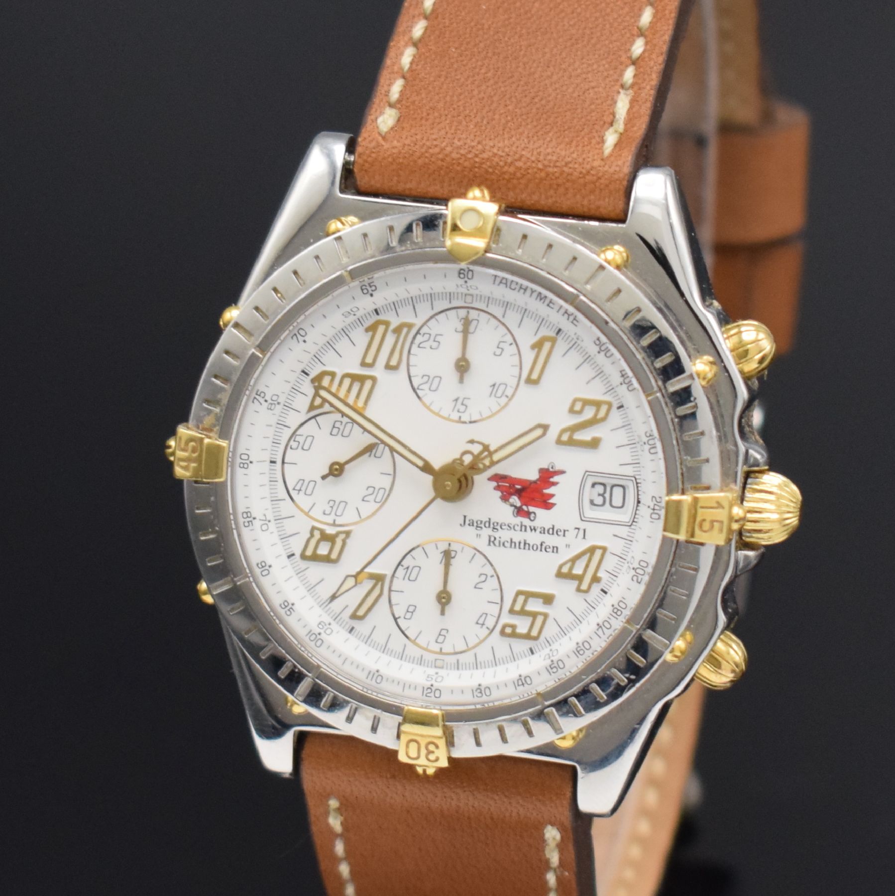 Detail c: BREITLING Jagdgeschwader 71 "Richthofen" limitierte Armbandchronograph Referenz B13050.1, Schweiz 1990er Jahre, Automatik, hergestellt in ...