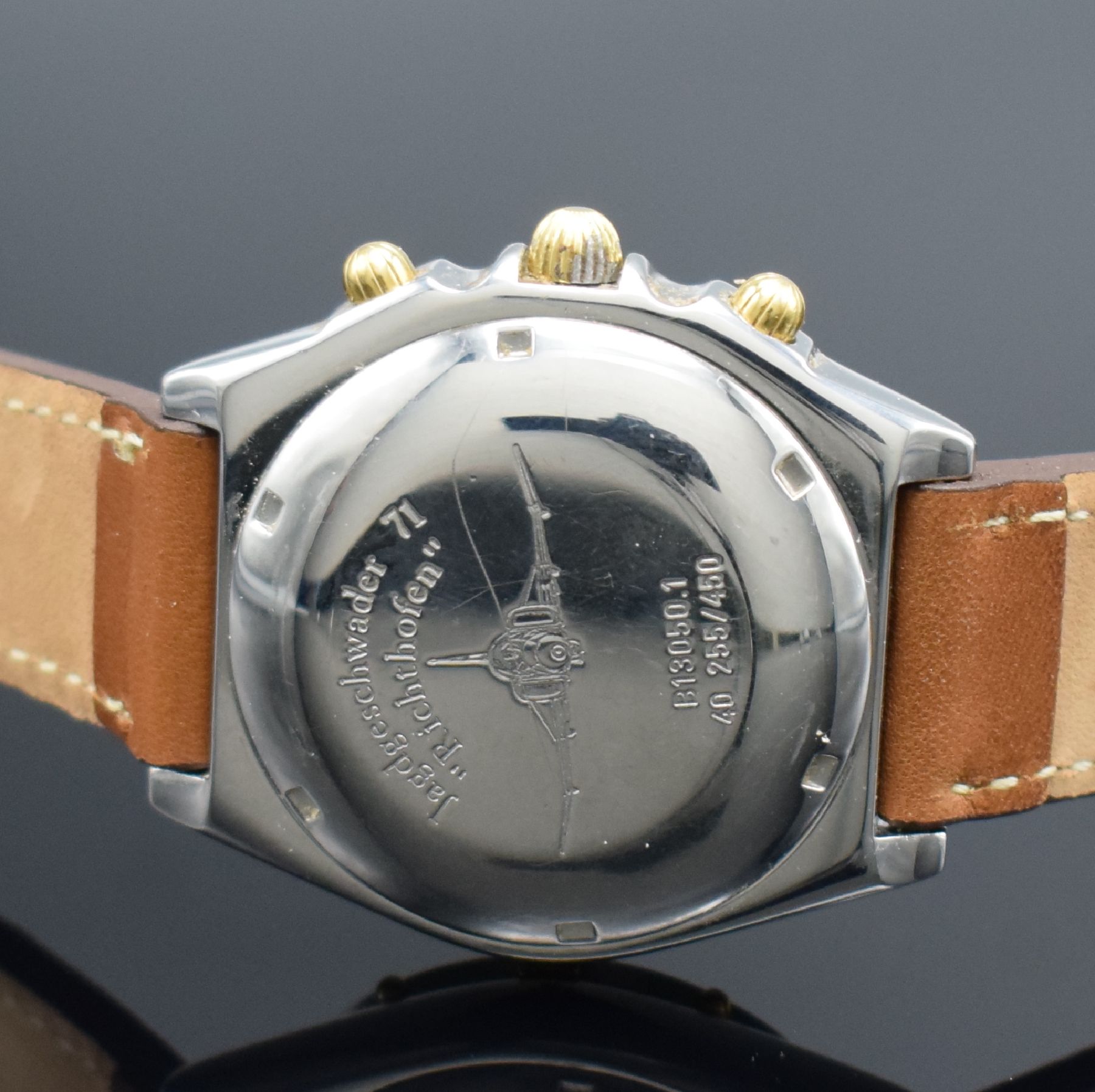 Detail e: BREITLING Jagdgeschwader 71 "Richthofen" limitierte Armbandchronograph Referenz B13050.1, Schweiz 1990er Jahre, Automatik, hergestellt in ...