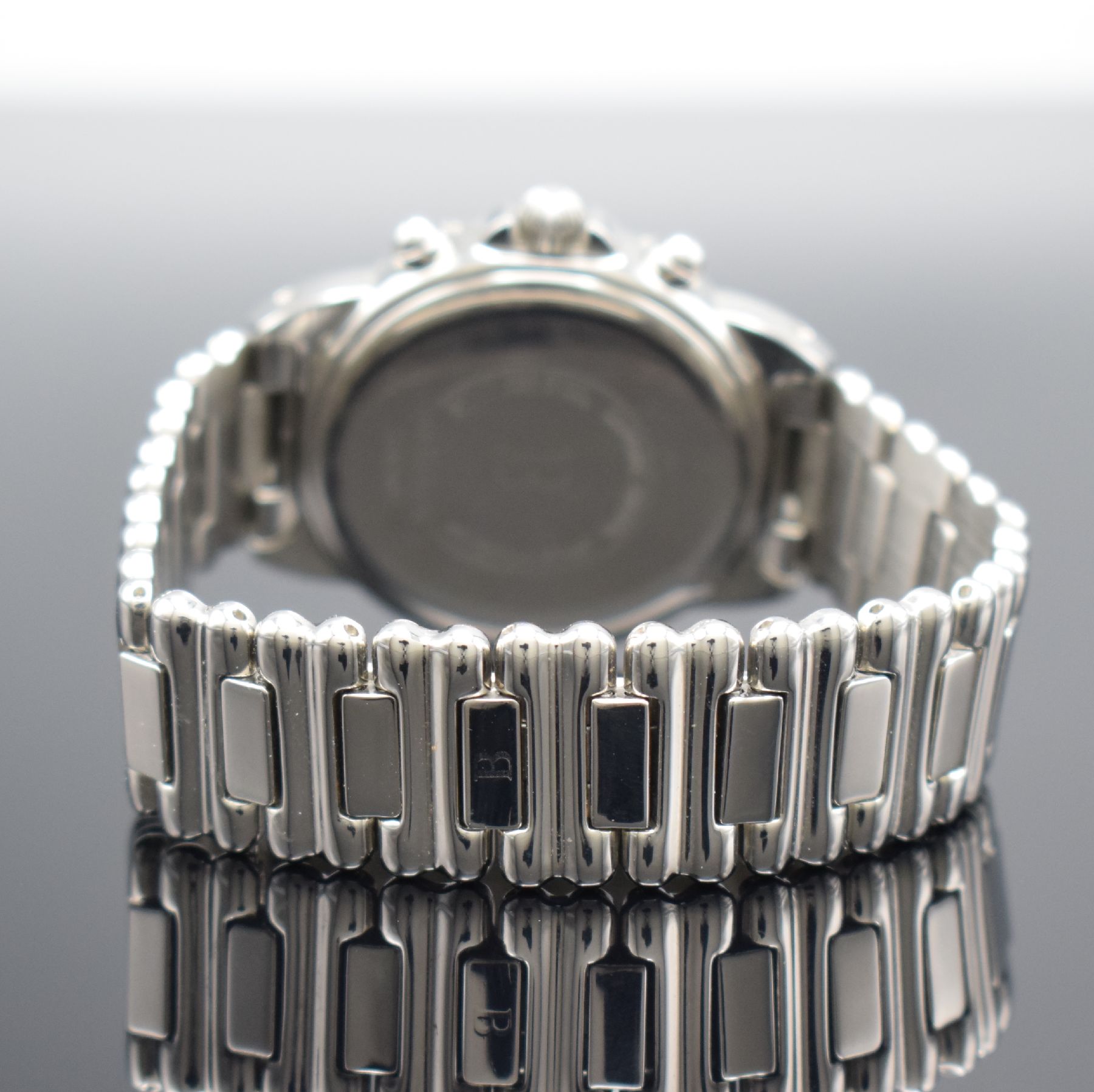 Detail b: BUCHERER Armbandchronograph Referenz 251.502, Schweiz um 2010, quarz, Edelstahlgeh. inkl.orig. Gliederband m. dopp. Faltschl., Boden aufgedr., ...