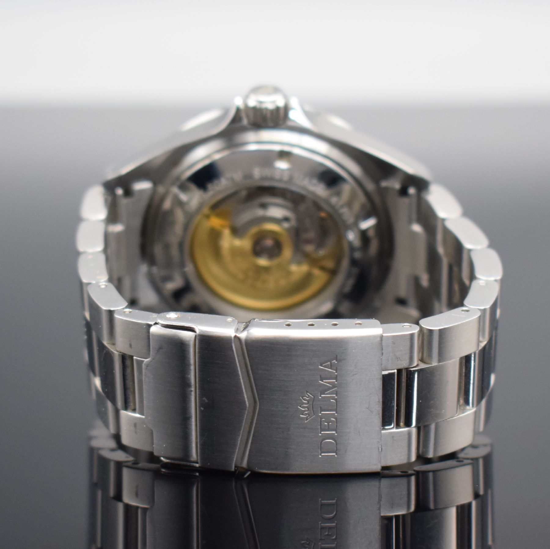 Detail d: DELMA Herrenarmbanduhr Santiago Ceramic, Automatik, Schweiz um 2018, Edelstahlgeh. inkl. Gliederband, beids. vergl., Boden & Krone verschr., ab ...