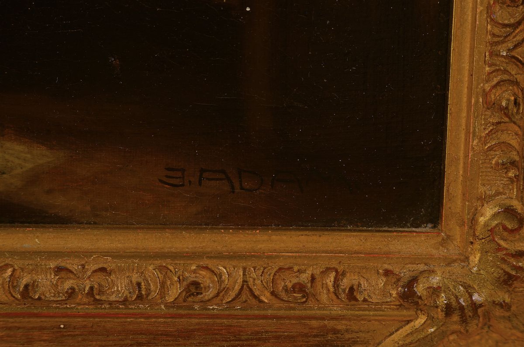 Detail a: Josef Adam, 1883 Glogischdorf - 1953, Interieur mit Kartenspielern, rechts unten signiert, Öl/Lwd, R. ca. 51x41 / 69x58 cm