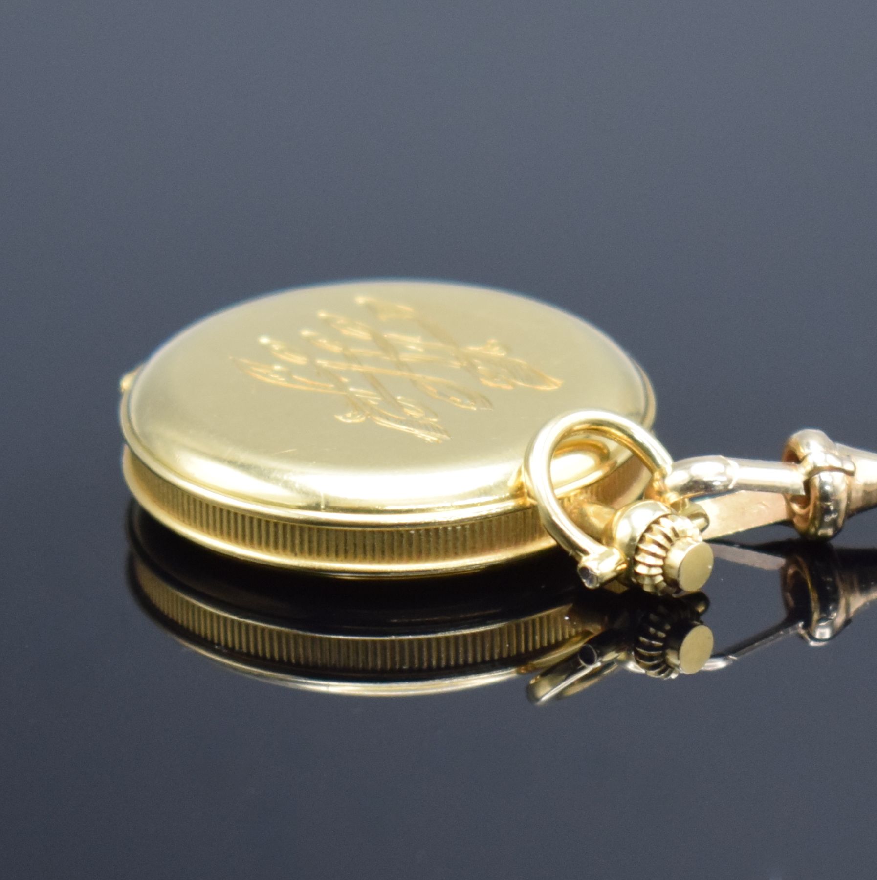Detail g: CHOPARD Damensavonette in GG 750/000 mit Kette in RoseG 585/000, Schweiz um 1985, Ref. 3015, Kette um 1900, 2-teil. Gehäuse mit Münzrand, ...