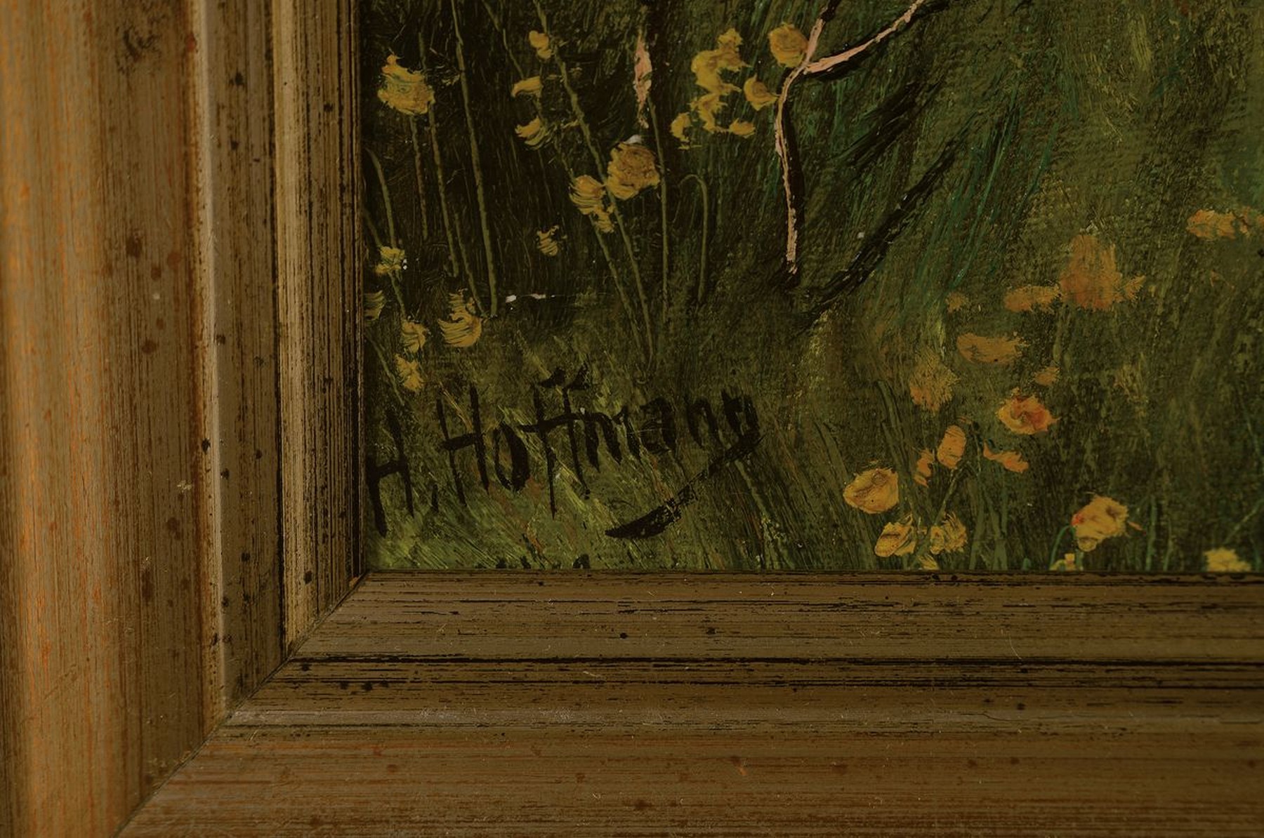 Detail a: H. Hoffmann, wohl Hubert Hoffmann, 1904-1999, Heidelandschaft mit Kiefern, Öl/Lwd, links unten signiert, ca. 40x60cm, R. ca. 48x68cm