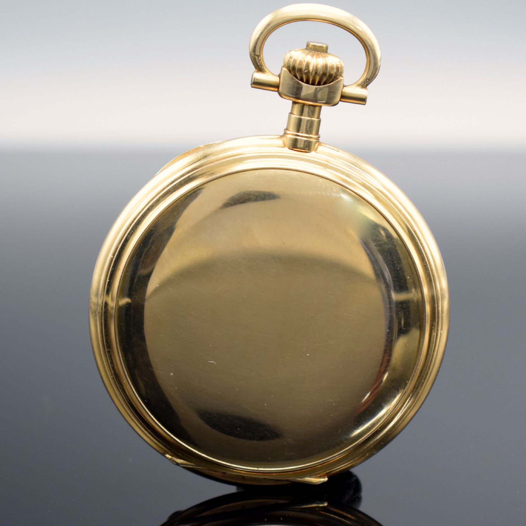 Detail b: A.LANGE & SÖHNE Glashütte-SA Deutsche Uhrenfabrikation Savonette in GG 585/000, Deutschland um 1915, 3-Deckel Goldgeh., 3- teil. Emailzifferbl. m. ...