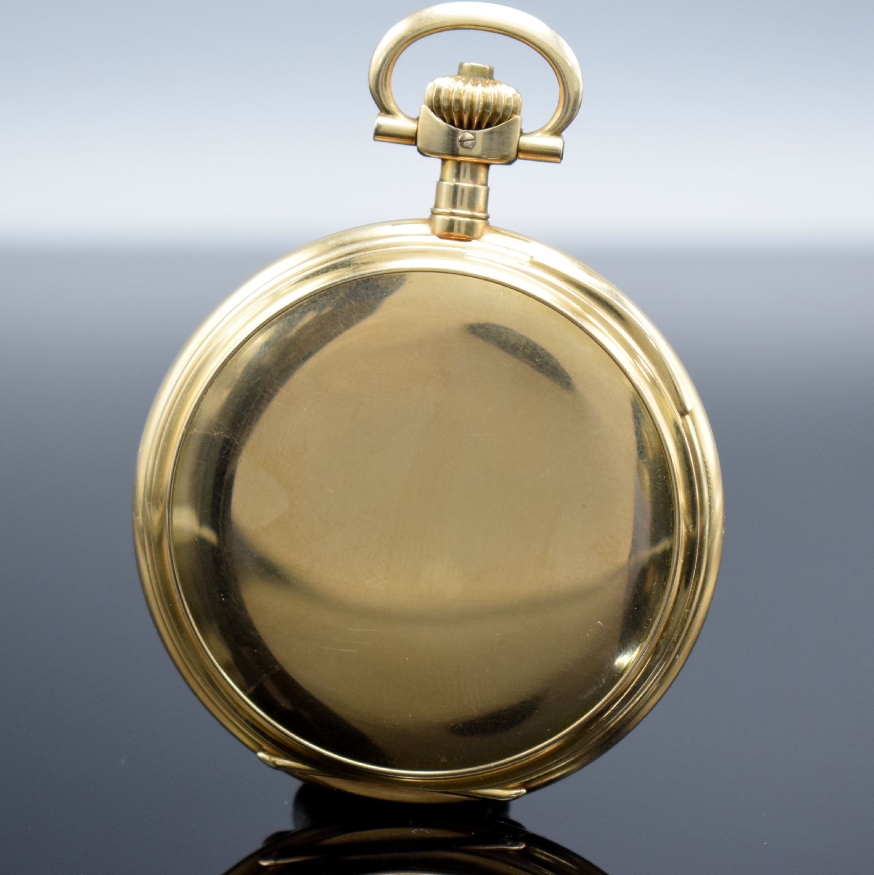 Detail c: A.LANGE & SÖHNE Glashütte-SA Deutsche Uhrenfabrikation Savonette in GG 585/000, Deutschland um 1915, 3-Deckel Goldgeh., 3- teil. Emailzifferbl. m. ...