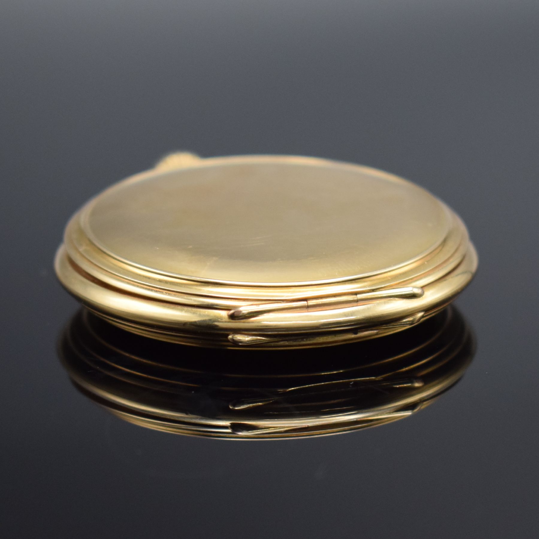 Detail h: A.LANGE & SÖHNE Glashütte-SA Deutsche Uhrenfabrikation Savonette in GG 585/000, Deutschland um 1915, 3-Deckel Goldgeh., 3- teil. Emailzifferbl. m. ...