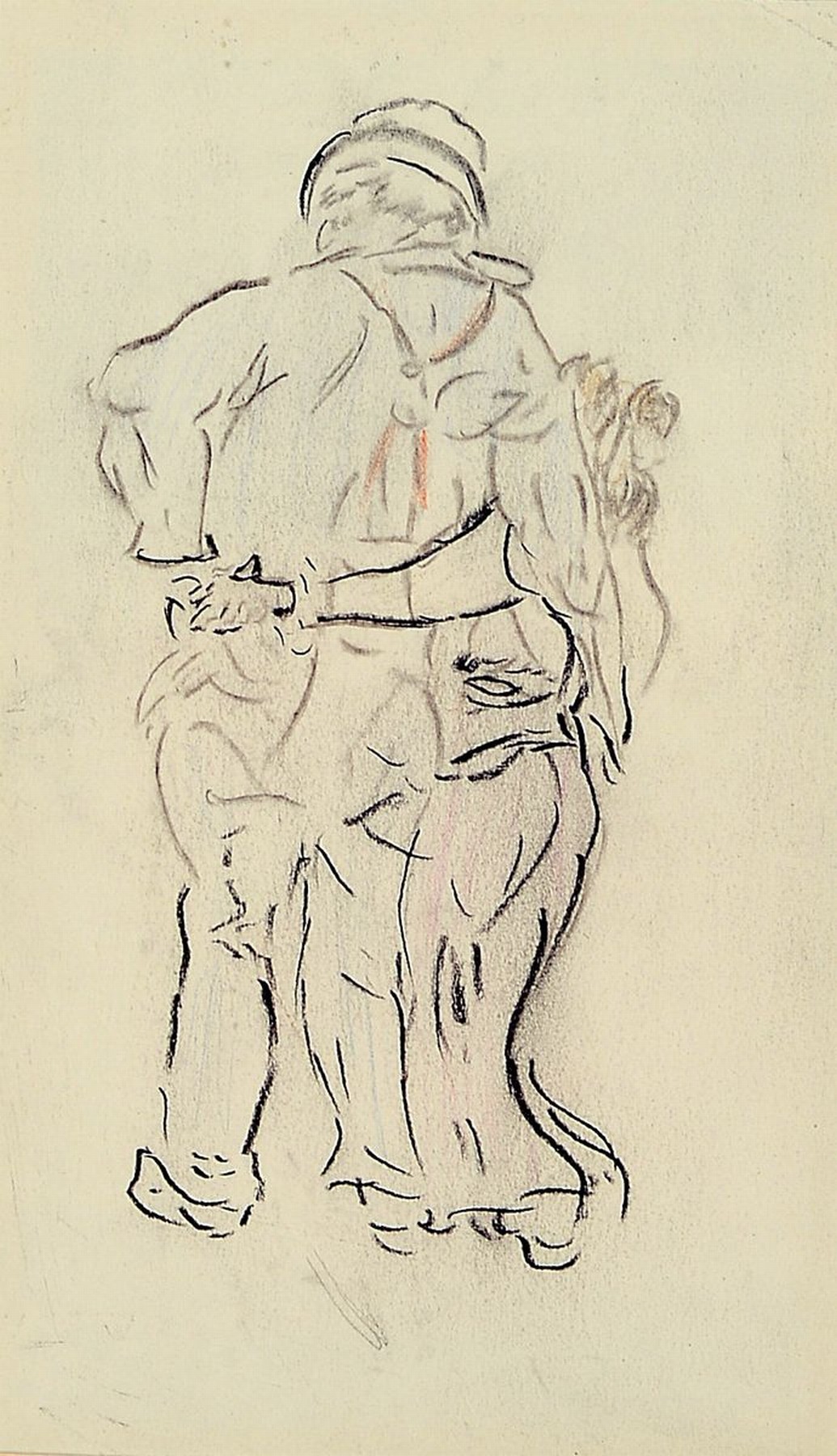 Heinrich Zille, 1858 Radeburg-1929 Berlin, Heimkehrer, Bleistiftzeichnung mit kleiner Höhung in Rot, rückseitig Nachlaßstempel und Widmung des ...