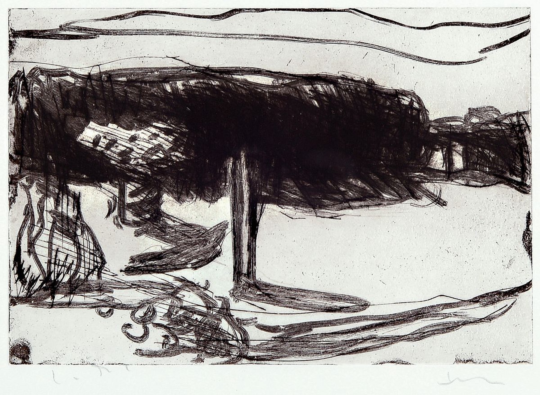 Klaus Fußmann, geb. 1938 Velbert, Geltinger Birk, Radierung, handsigniert, Plattengr. ca. 18.7x27.5cm, Blattmaß ca. 25x 37cm, Auflage 25 Exemplare, ...