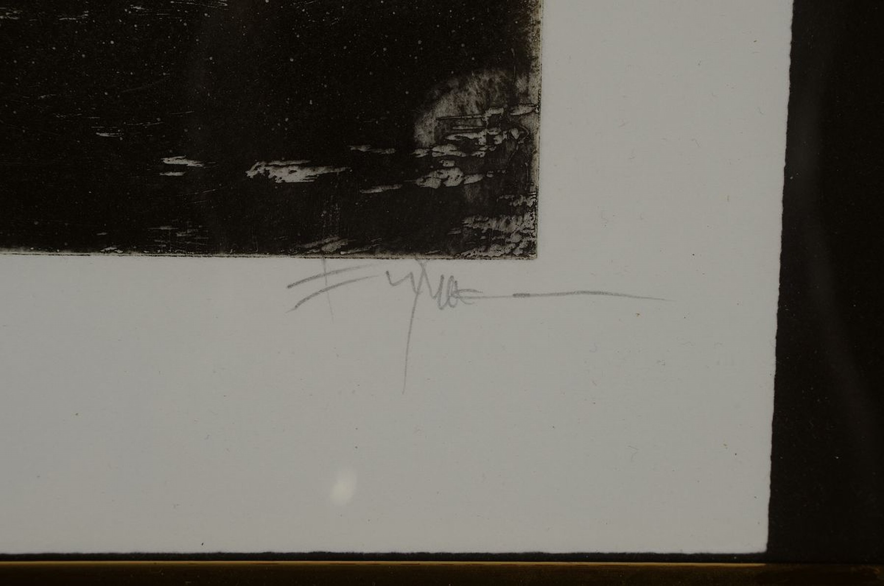 Detail c: Klaus Fußmann, geb. 1938 Velbert, Landschaft, Kaltnadelradierung in schwarz und braun, signiert, bez.: Für Rüdiger, ca. 11.8x 16cm, Auflage 70 ...