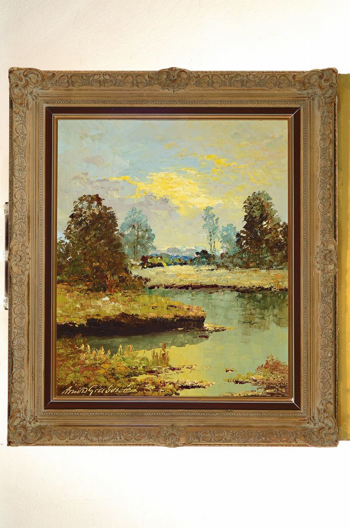Detail k: Arnold Graboné, 1896 München-1982 Starnberg, Föhnabend im Moos bei Murnau, so rückseitig betitelt, Öl/Lwd, links unten signiert, ca. 60x50cm, ...