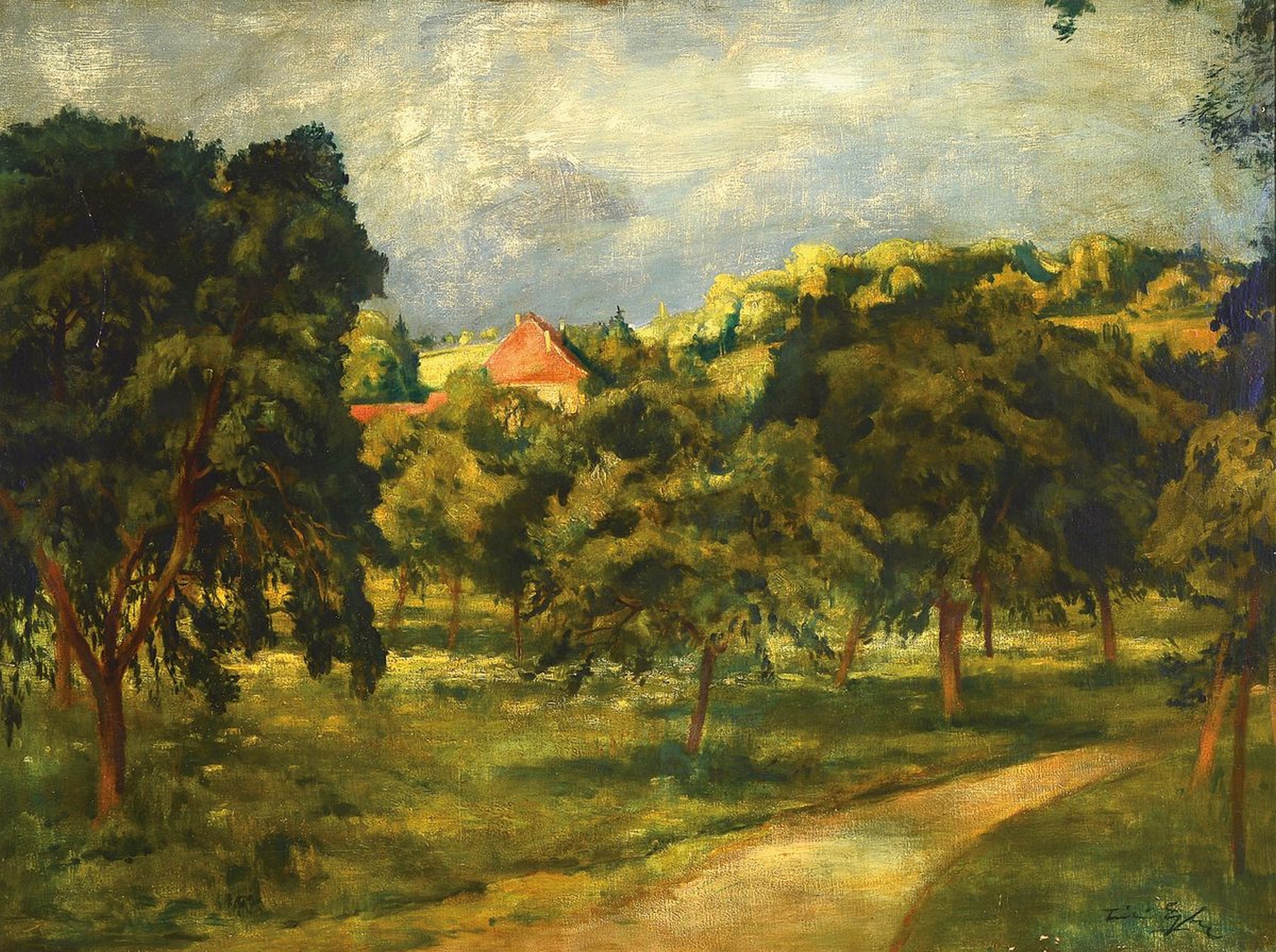 Willy Egler, 1887 Bad Rappenau-1953 Karlsruhe, Landschaft, Öl/Lwd, rechts unten signiert, rest., ca. 60x80cm, R. ca. 76x96cm