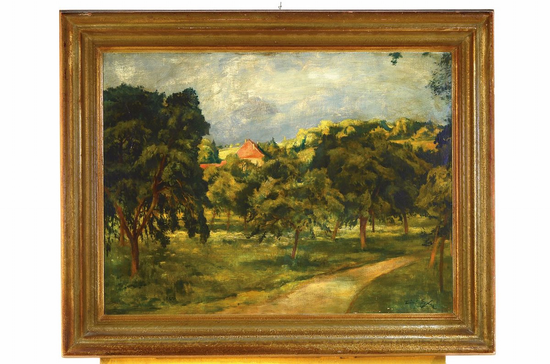 Detail k: Willy Egler, 1887 Bad Rappenau-1953 Karlsruhe, Landschaft, Öl/Lwd, rechts unten signiert, rest., ca. 60x80cm, R. ca. 76x96cm