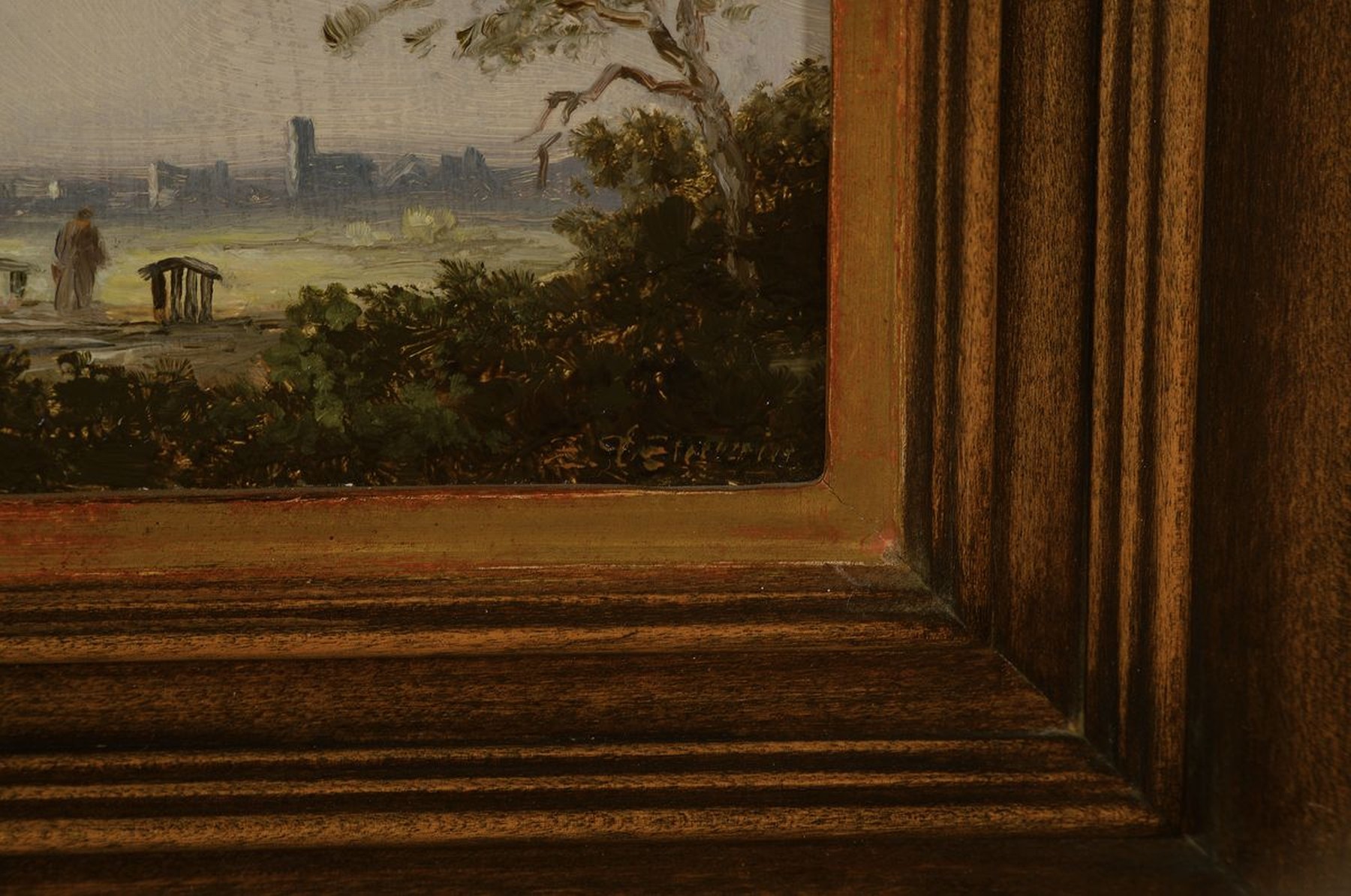 Detail a: Erich Demmin, 1911 Ivenack-1997 Berlin, Landschaft mit Windmühle, Öl/Holz, rechts unten signiert, ca. 8x13cm, R. ca. 22x26cm