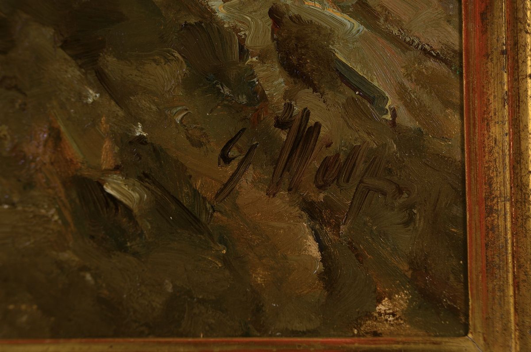 Detail a: Georg Wolf, 1882 Düsseldorf-1962 Uelzen, Bauer mit seinem Pferdewagen bei der Rückkehr von der Feldarbeit, Öl/Malkarton, rechts unten signiert, ...