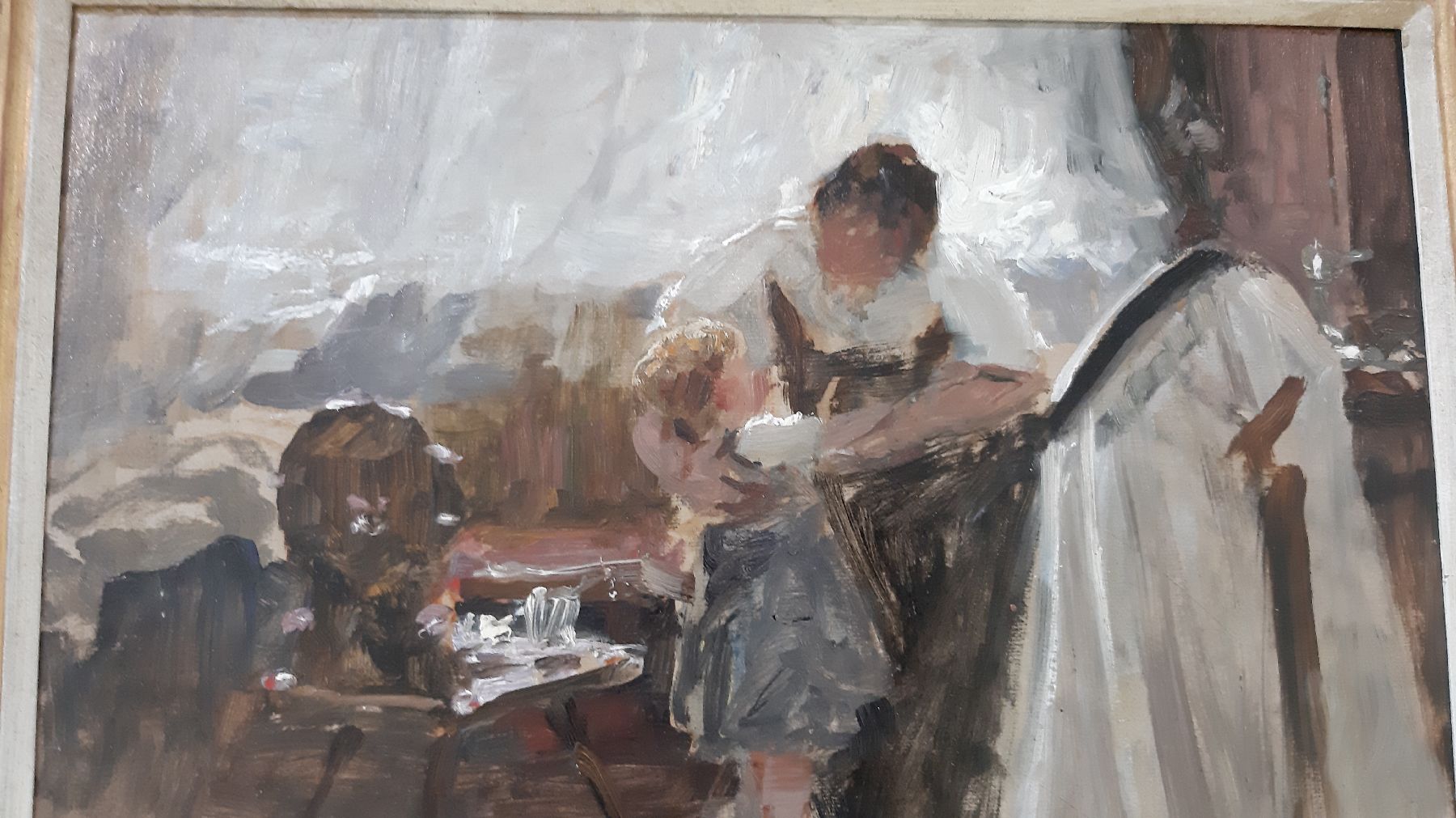 Detail d: Alexander Koester, 1864 Berg Neustadt - 1932 München, Öl/Malkarton, rückseitig Nachlaßstempel und Etikett der Bayerischen ...