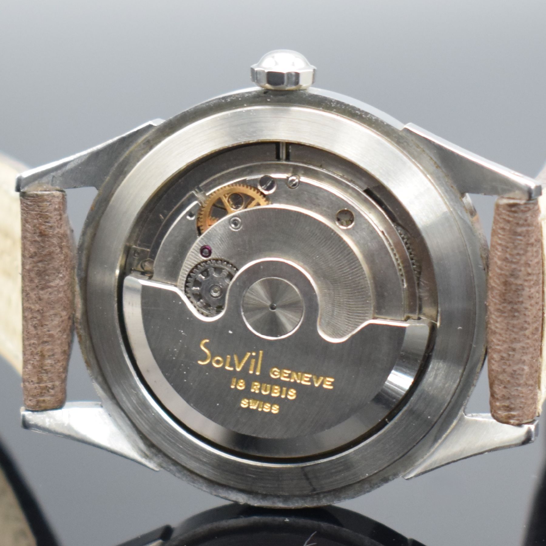 Detail k: PAUL DITISHEIM/SOLVIL Chronometer seltene Armbanduhr in Stahl, Schweiz um 1960, Automatik, 3-tlg. Geh., Boden & Glasrand aufgedr., sehr schönes & ...